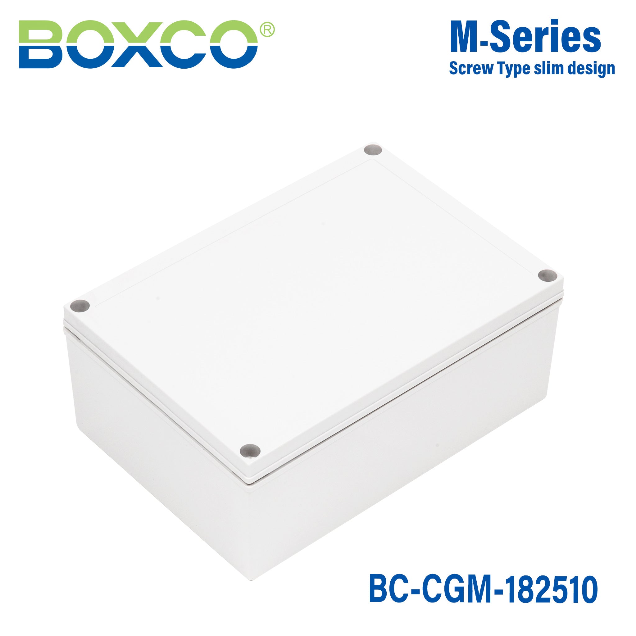 Boxco M Series 7.09x10.04x3.94 Inch (180x255x100mm) Waterproof Plastic Enclosure - IP67 Rated, IK08 Impact Resistant, Polycarbonate (PC) Grey Case with Screw Mounting - Ideal for Outdoor Electronics, Industrial Equipment & DIY Projects
