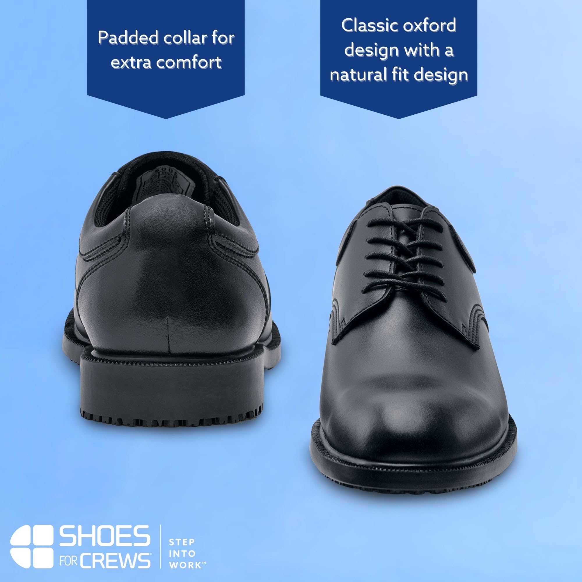 Slip-Resistant Waterproof Oxford Dress Shoes for Men - Cambridge Uniform Work Shoes | Non-Skid Professional Black Leather Shoes for Restaurant, Hospital & Office Workers (Size 8)