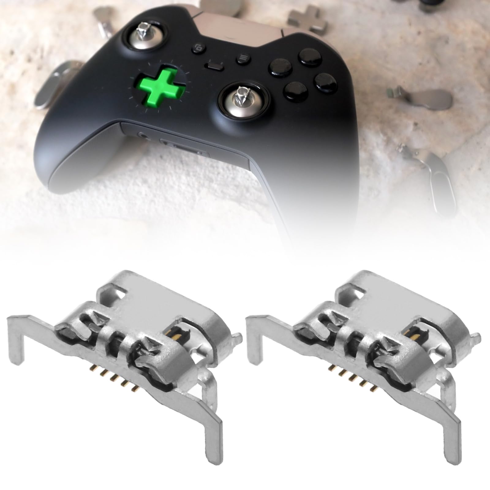 OTOTEC 4-Pack Replacement USB Charging Port Dock for Xbox One & Dual Sense Controller - Silver | Gaming Accessories for Enhanced Playtime & Charging Convenience