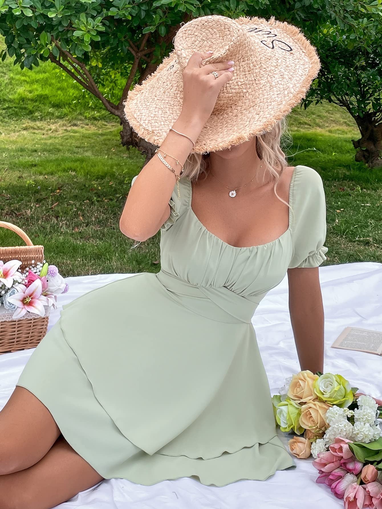 Boho Sweetheart Neck Layered Hem Dress for Women - Flowy Summer Maxi Dress for Beach, Vacation & Casual Outings