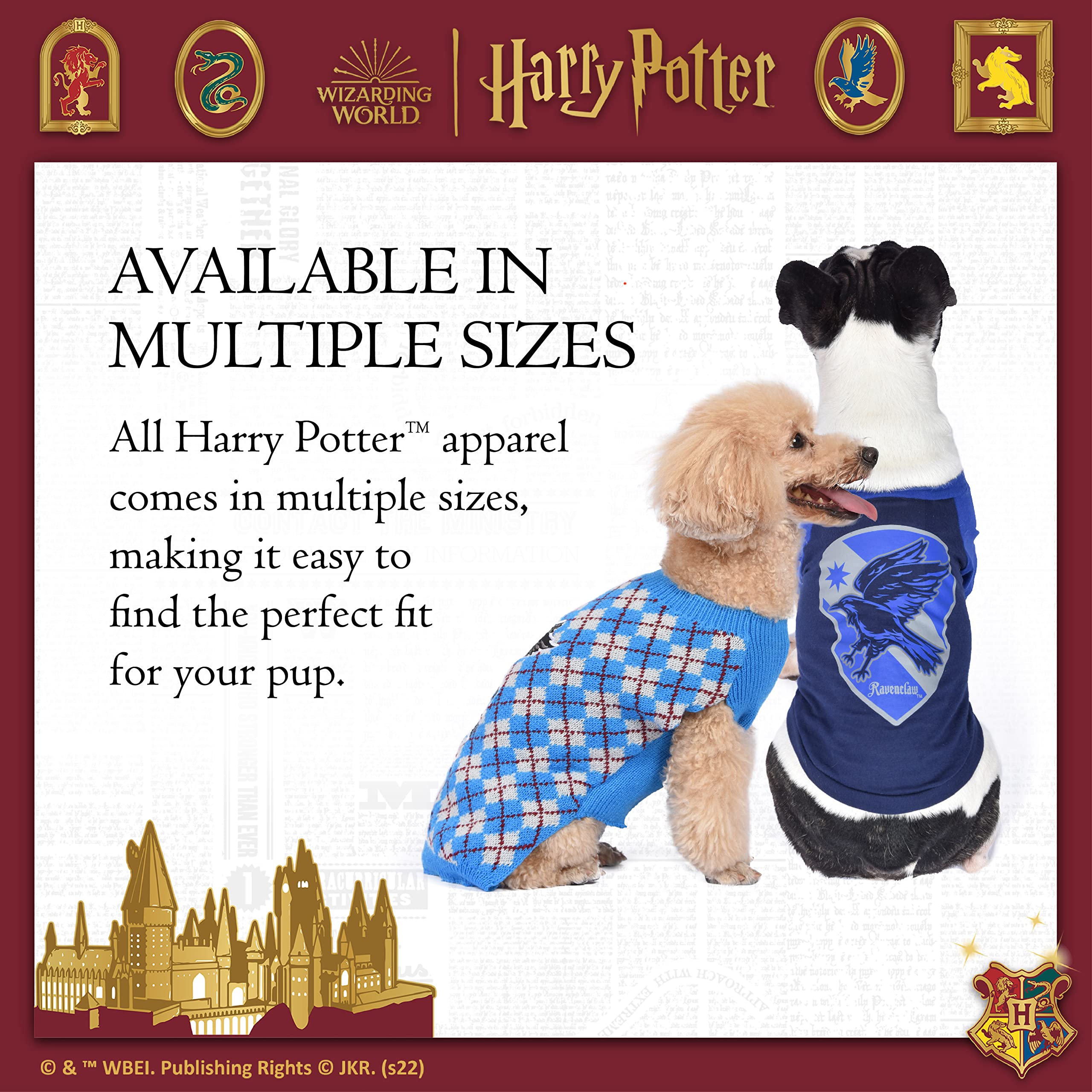 Harry Potter Ravenclaw Pet Sweater for Small Dogs | XS Extra Small Dog Costume | Hogwarts House Apparel & Accessories for Cosplay, Halloween, and Birthday Parties