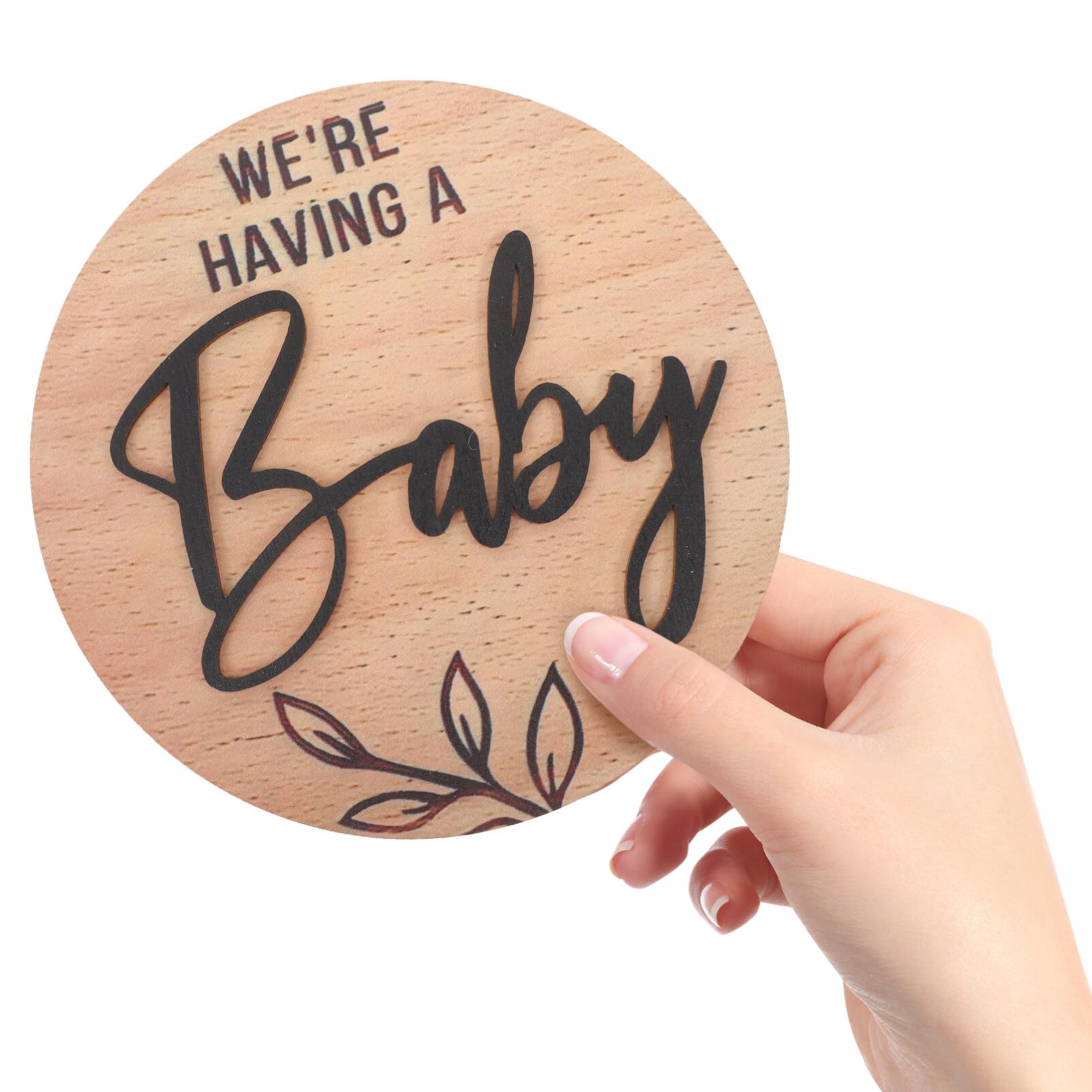 Wooden Baby Announcement Sign - 'We're Having a Baby' Round Birth Announcement Plaque, Newborn Welcome Sign & Photo Prop for Gender Reveal, Baby Shower & Nursery Decor
