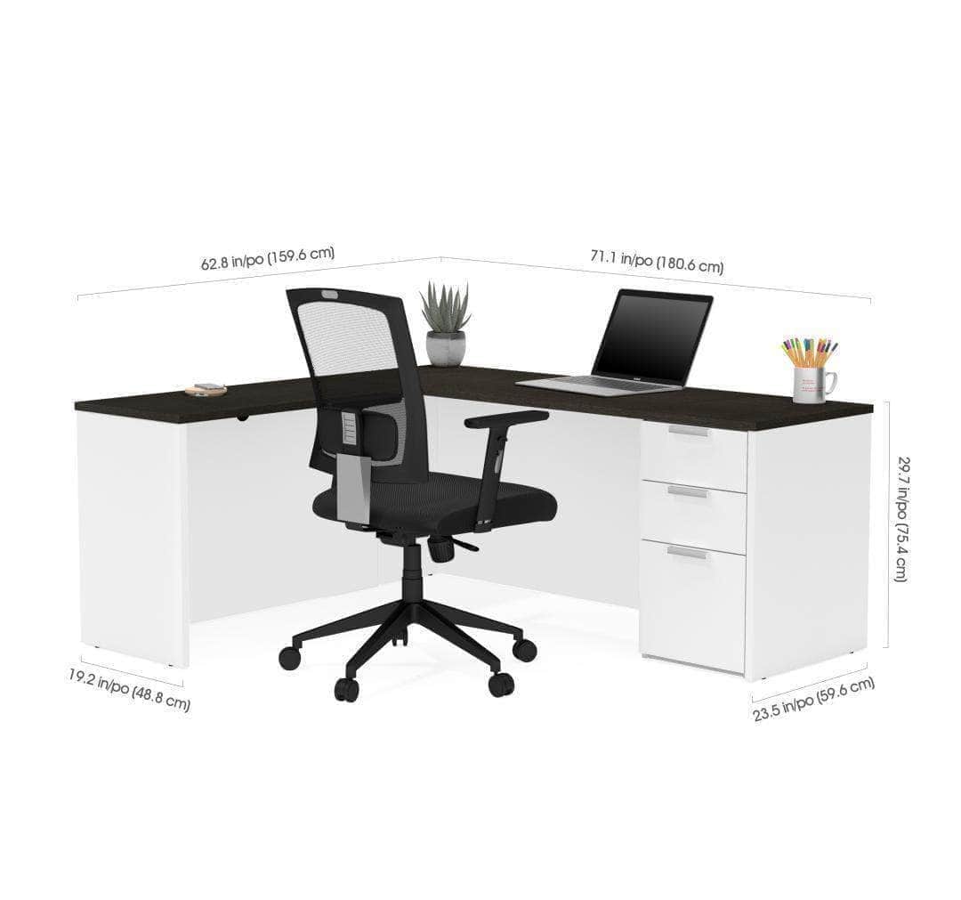 Pro Concept Plus L-Shaped Office Desk with Pedestal - Space-Saving Corner Computer Workstation for Home & Business Use