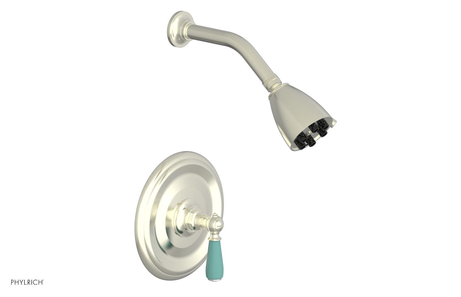 Jamestown Pressure Balance Shower Set with Lever Handle & Turquoise Accents - Model 165-22 | Modern Bathroom Fixture for Spa-Like Shower Experience