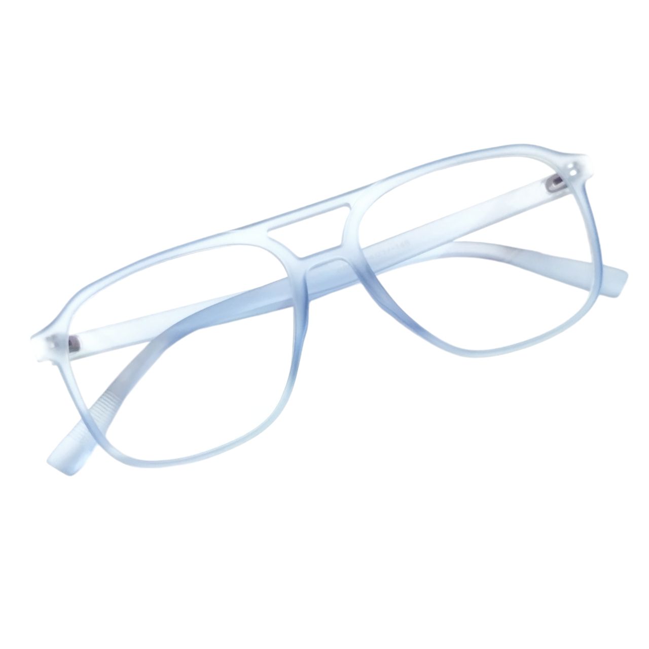 Stylish Frosted Blue Eyewear with Double Bridge - Trendy Modern Glasses for Men & Women | Perfect for Fashion, Work, and Outdoor Activities