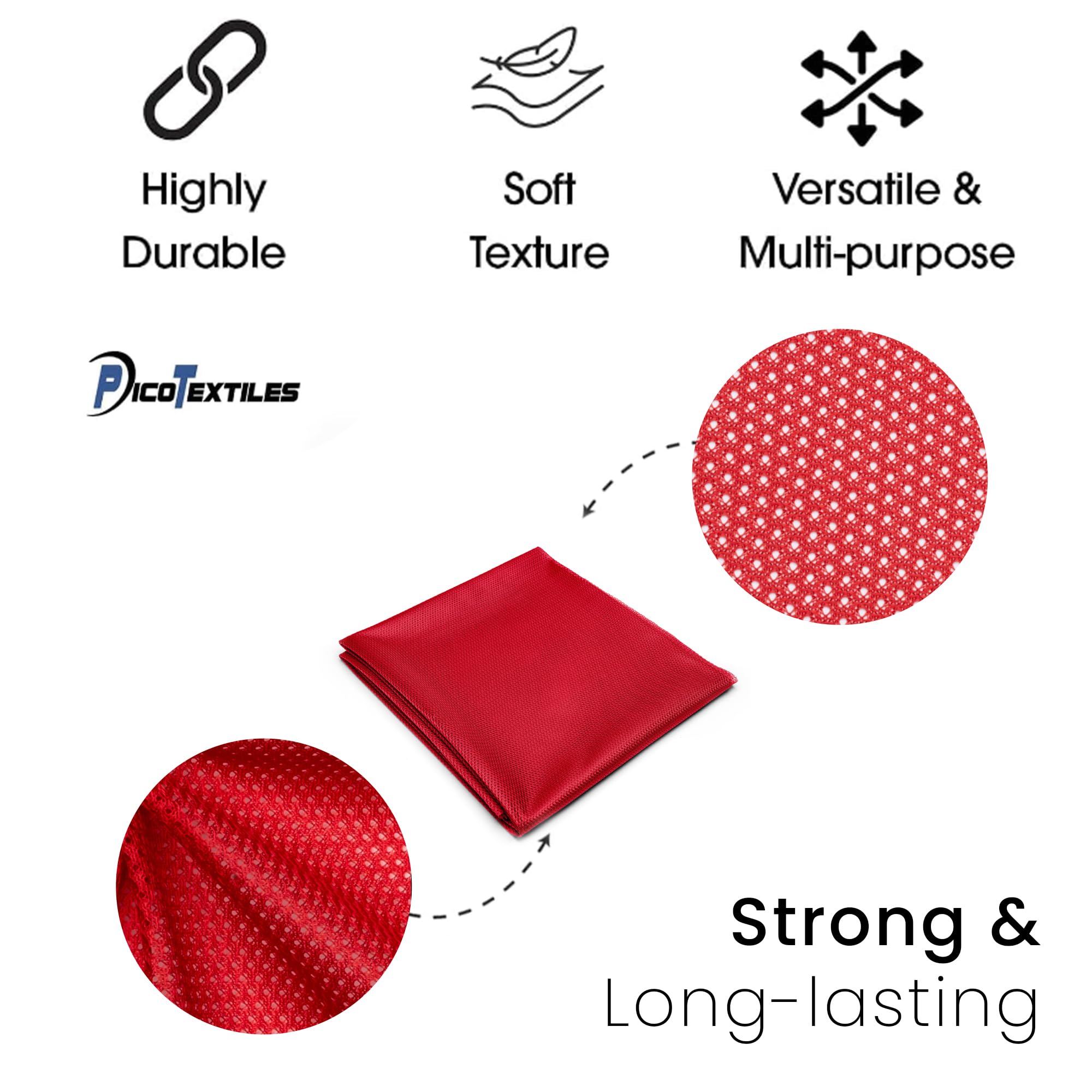 Pico Textiles 10 Yards Red Polyester Micro Mesh Jersey Fabric - 60