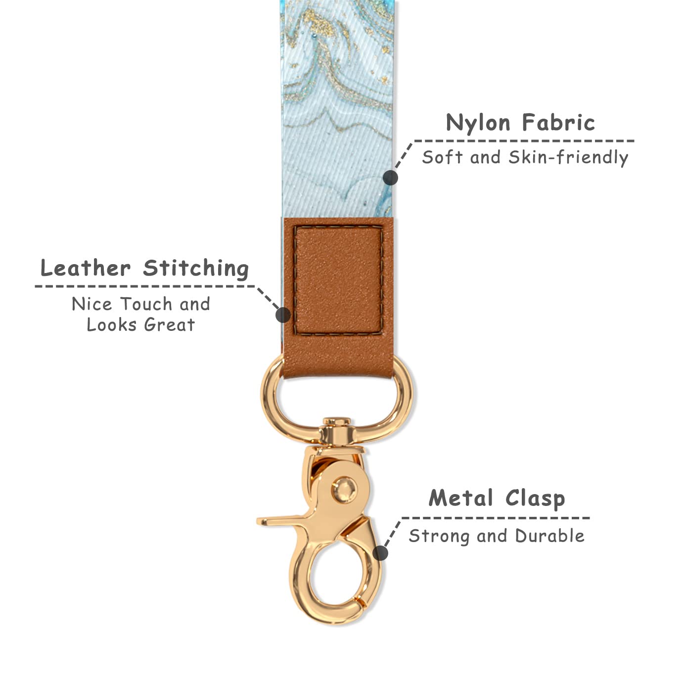 Cute Wrist Lanyard Keychain for Women & Men - Adjustable Wristlet Strap Holder for Car Keys, ID Badges, Cards, Wallet & Phone (Perfect for Work, Travel, Gym & Outdoor Activities)