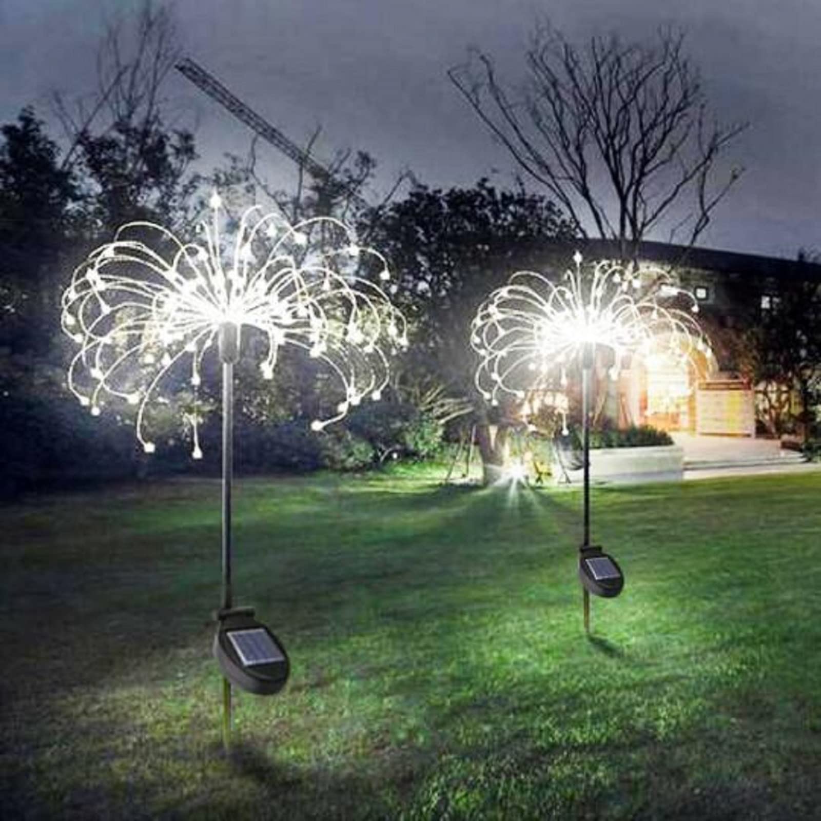 Solar Powered LED Garden Lights - 8 Lighting Modes (Twinkling/Steady) for Outdoor Decoration, DIY Flower Arrangement, Holiday Party Decor - Perfect for Patio, Yard, Flowerbeds & Landscape Lighting (White)