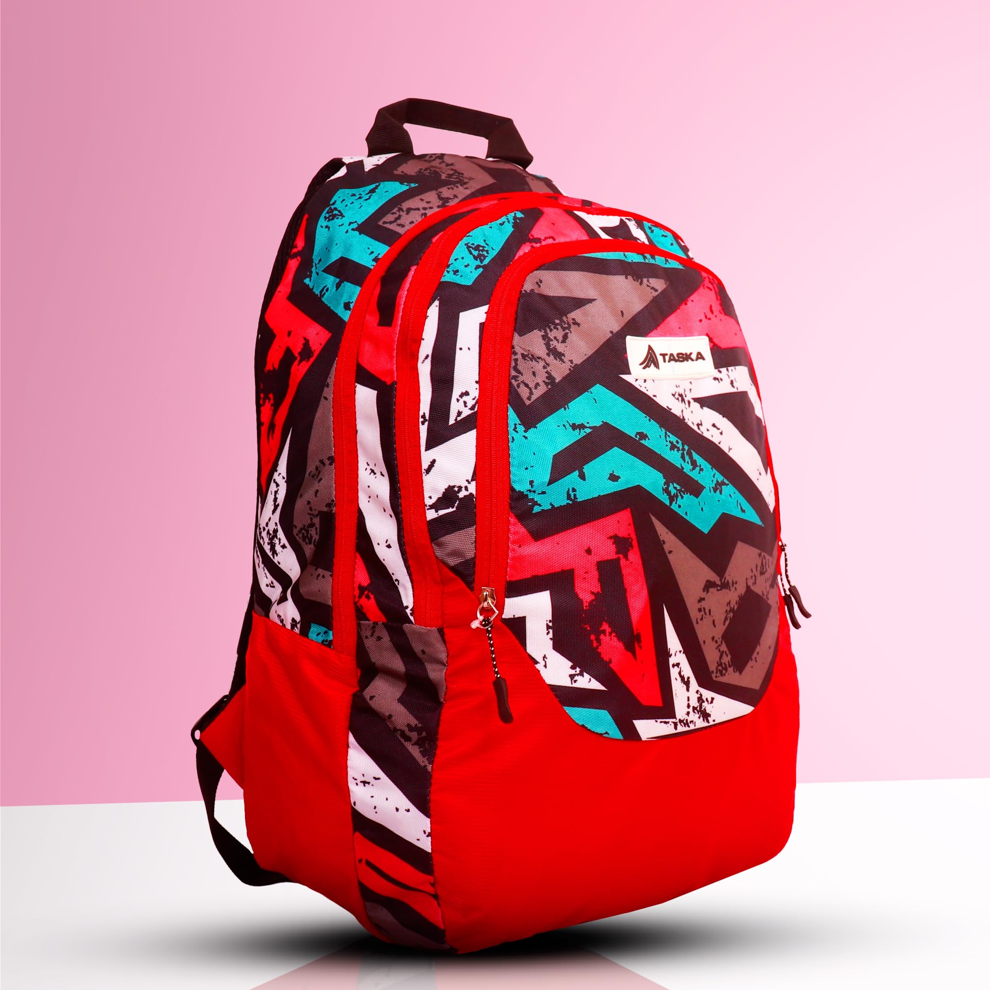 Water Resistant Polyester Laptop Backpack for College, School & Office - Funky Red Maple Design with Rain Cover for Men, Women, Boys & Girls | Perfect for Commuting, Travel & Daily Use