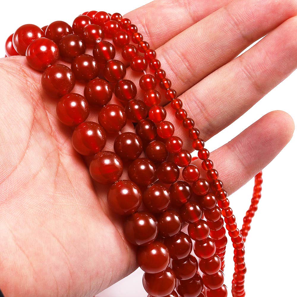 8mm Natural Red Carnelian Agate Round Loose Beads for DIY Jewelry Making - 48pcs (8mm) - Handmade Necklace, Bracelet, Earrings Craft Supplies - Healing Crystal Beads for Meditation & Spiritual Gifts