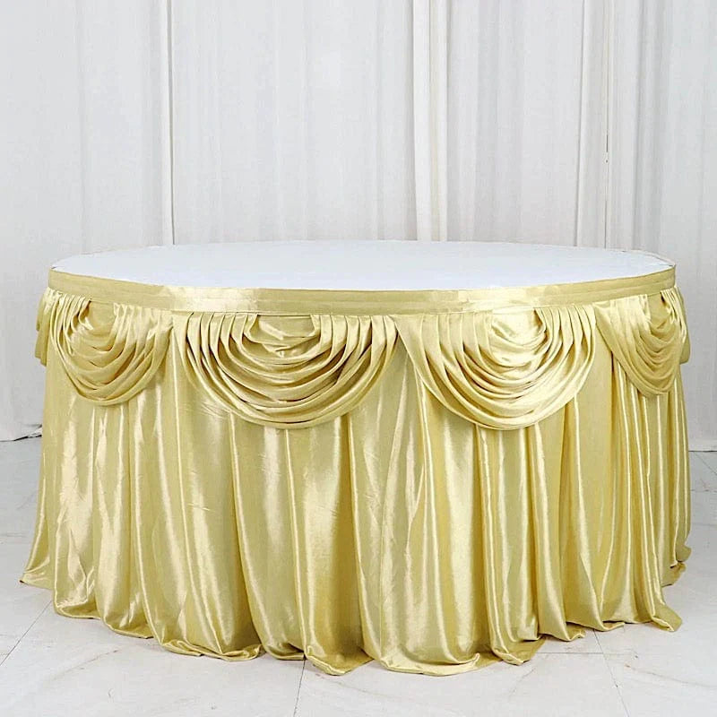 Elegant Satin Table Skirt - Classic Drape Tablecloth for Wedding, Banquet & Party Decor - Perfect for Formal Events & Home Decorations