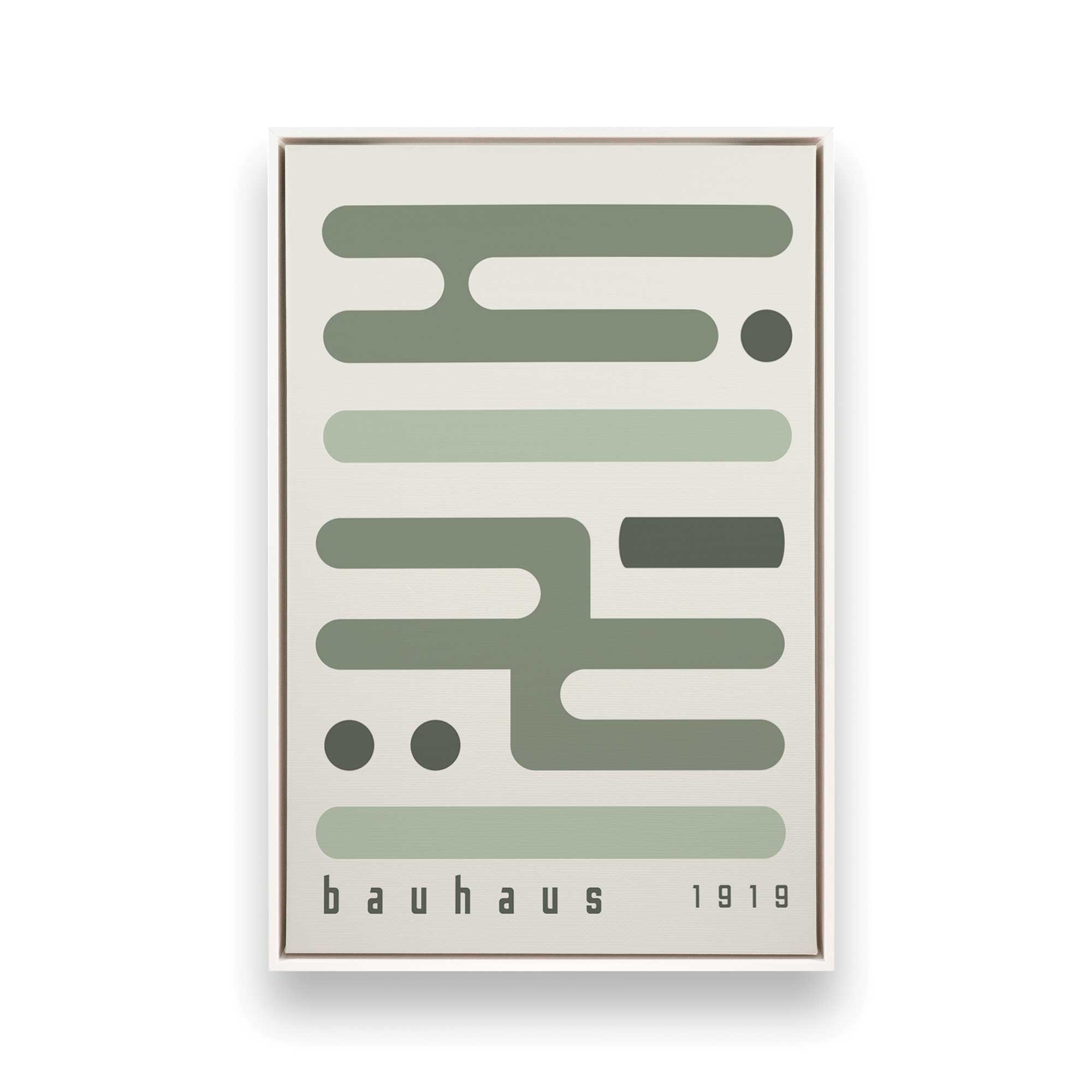 Bauhaus Minimalist Green Circuitry Art Print on Canvas - Modern Abstract Wall Decor for Living Room, Office & Bedroom