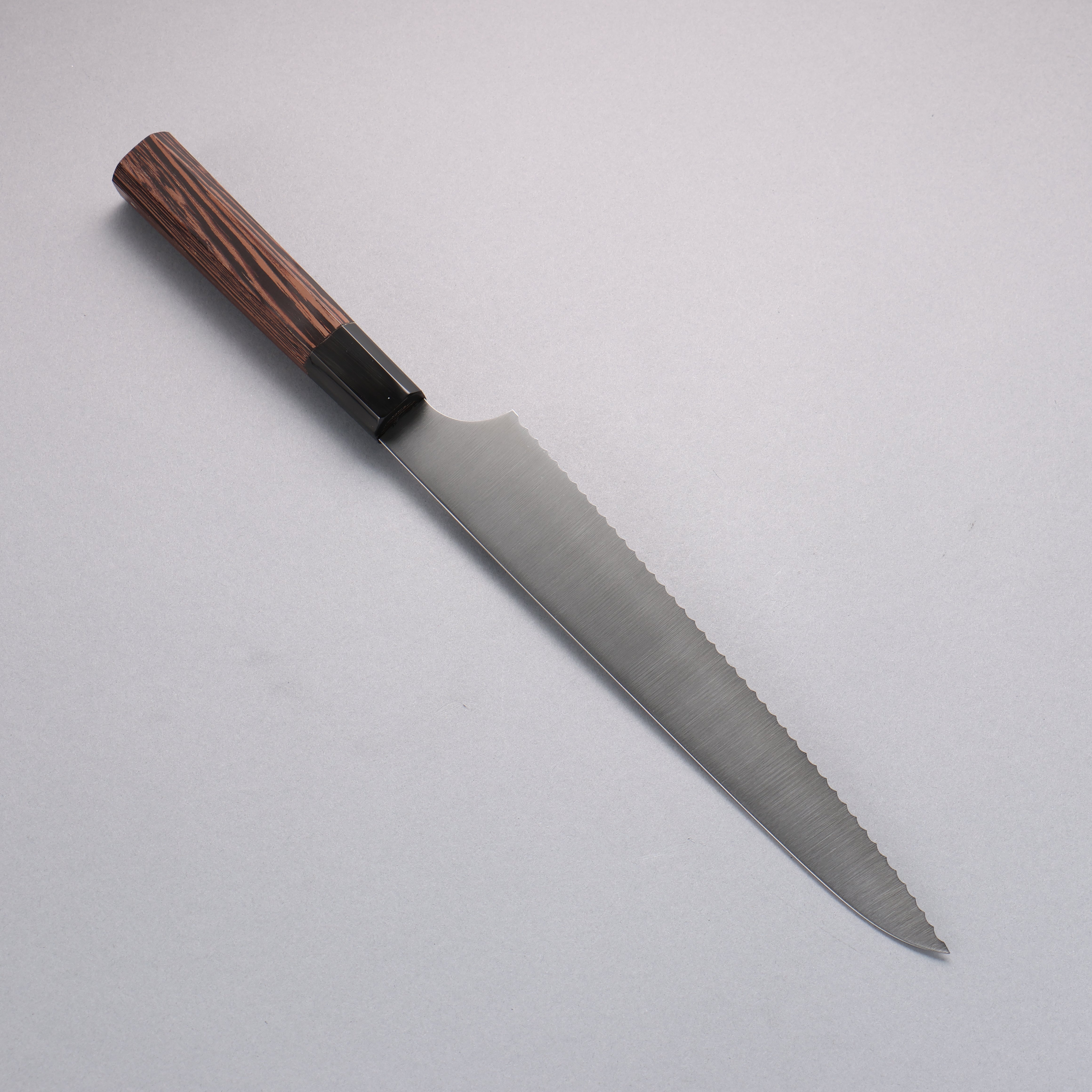 Premium Seisuke 240mm Stainless Steel Bread Knife with Wenge Wood Handle - Perfect for Slicing Bread, Cakes, and Pastries at Home or Bakery
