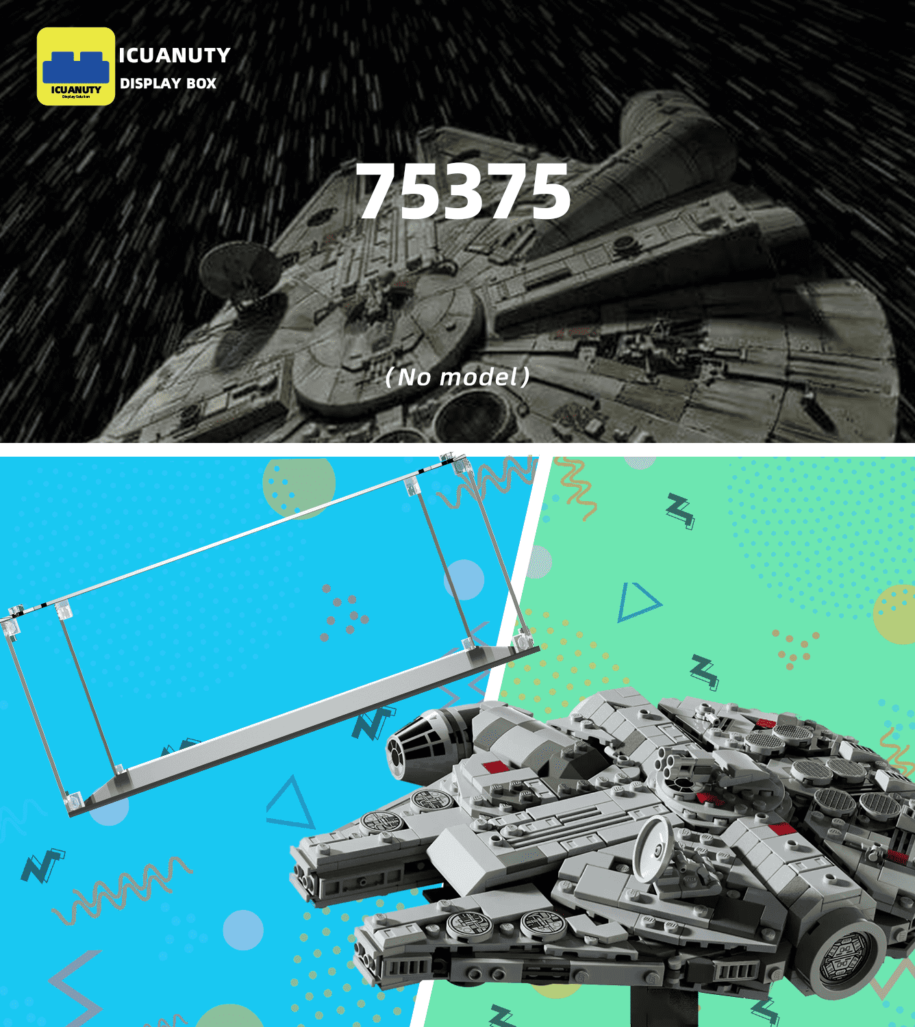 LEGO Star Wars Millennium Falcon 75375 Display Case - Premium Acrylic Showcase for Collectible Model | Perfect for Home Decor, Office Display & Gift for Star Wars Fans