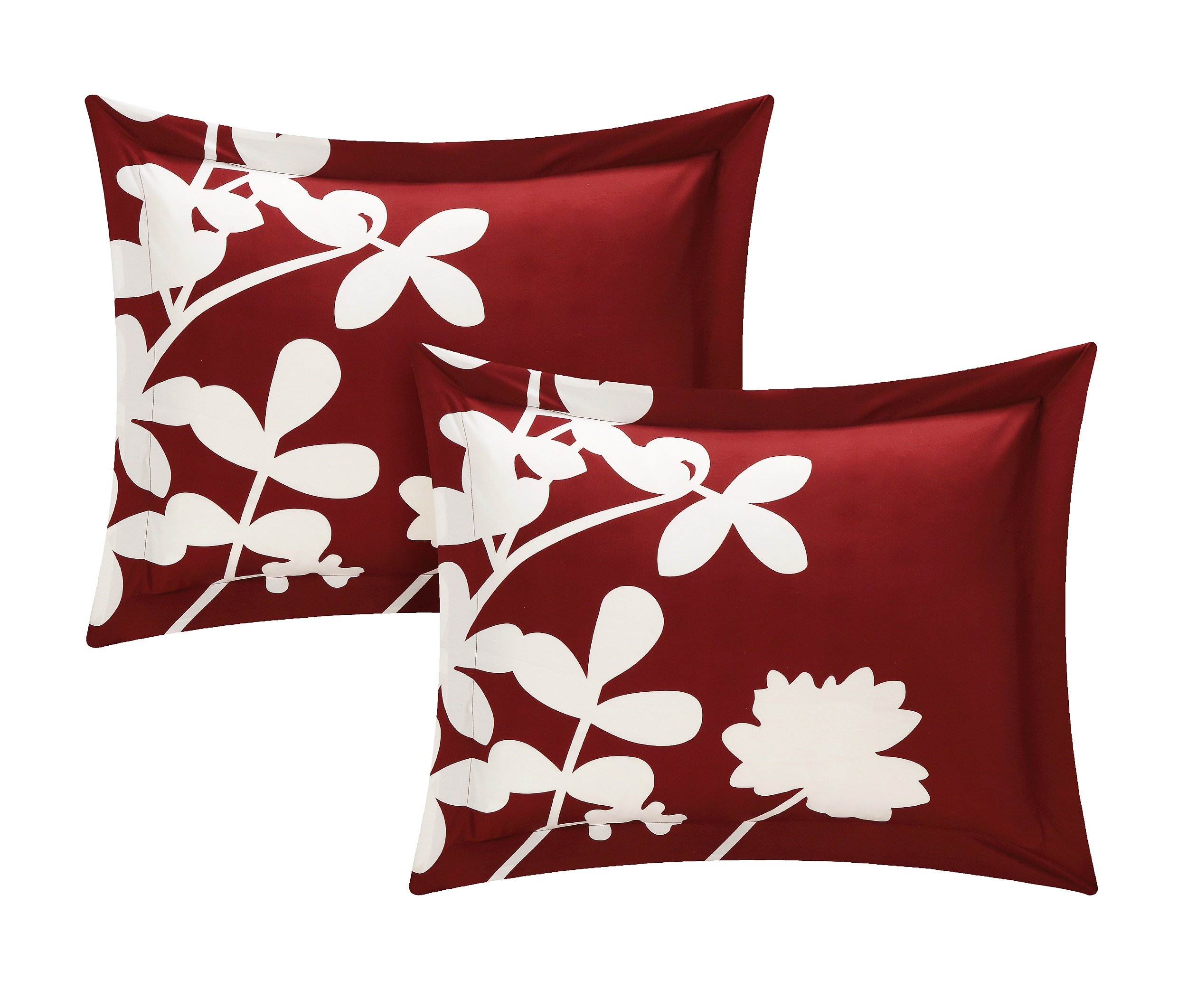 Chic Home 7-Piece Iris Reversible King Comforter Set - Burgundy & Red Large Scale Floral Pattern - Perfect for Master Bedroom, Guest Room & Luxury Hotel Decor