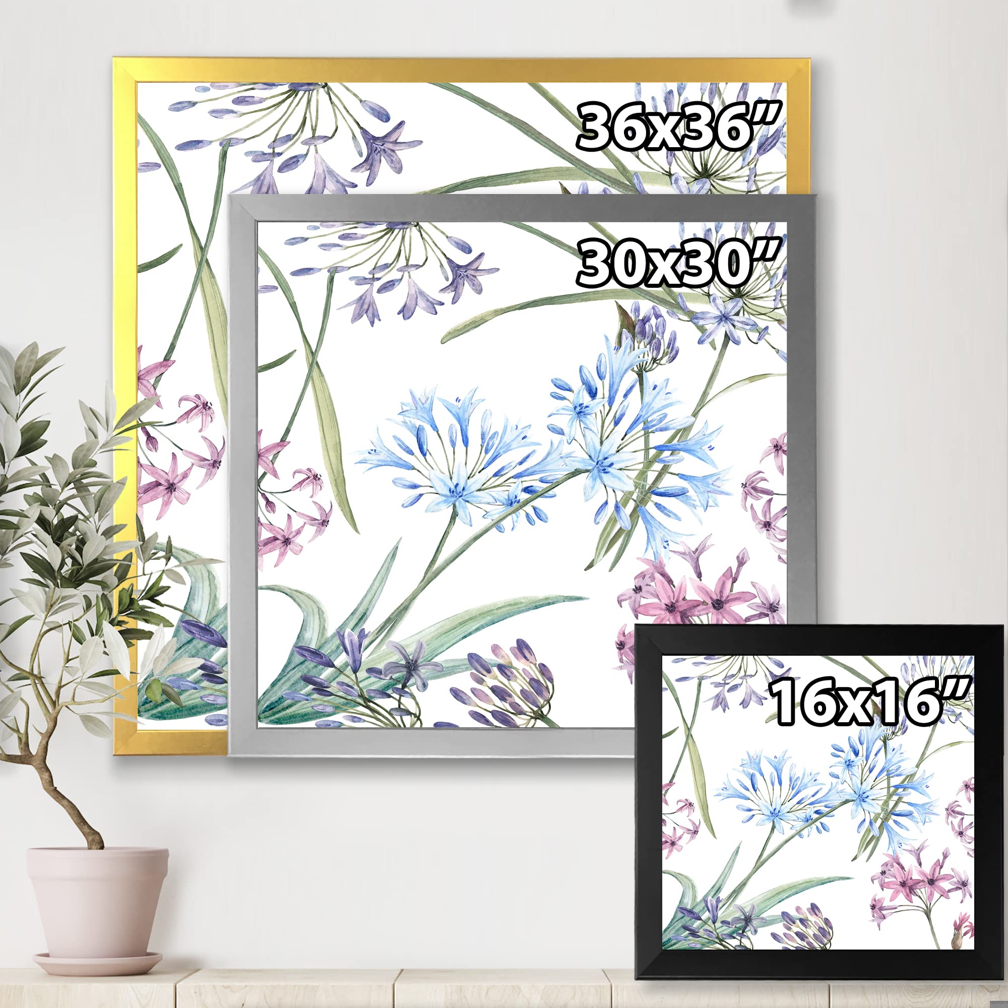 DesignQ Vibrant Summer Wildflowers II Framed Wall Art - Traditional Floral Canvas Painting for Living Room, Bedroom & Office Decor
