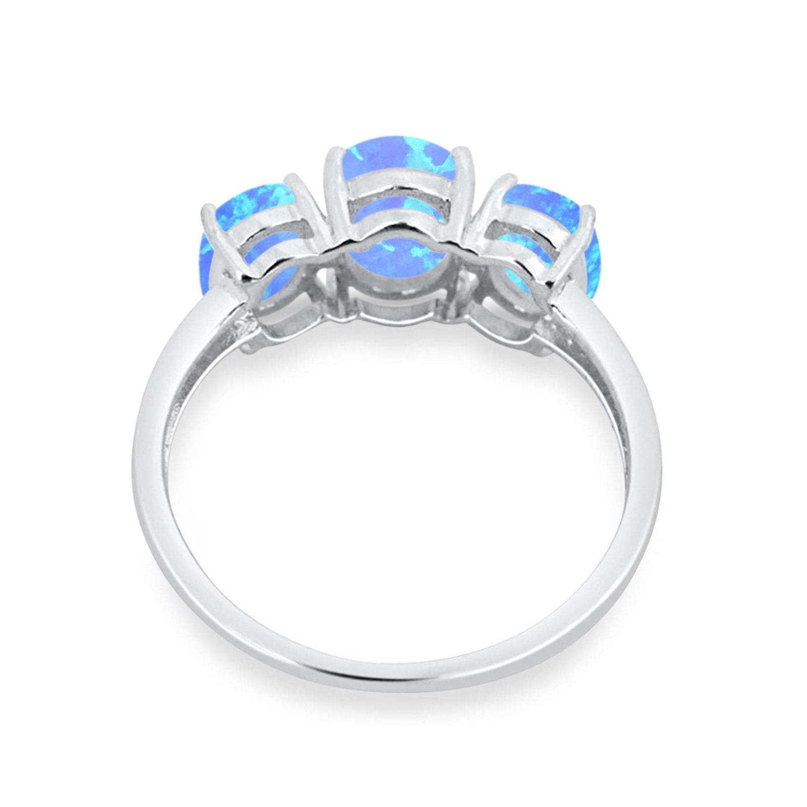 3 Stone Oval Created Opal Fashion Ring - 925 Sterling Silver Jewelry for Women - Perfect for Weddings, Parties & Everyday Wear