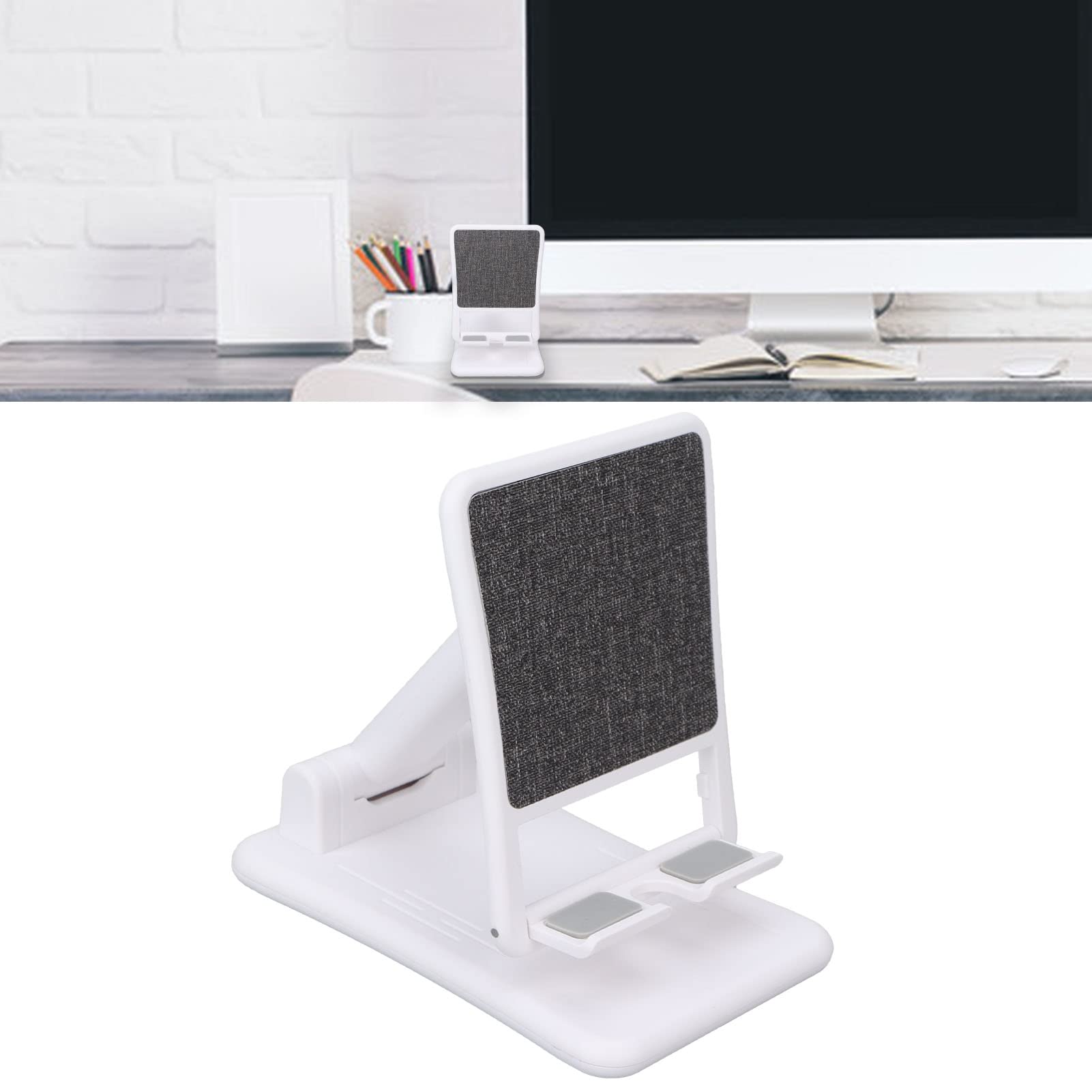 Foldable Phone Stand Holder - Adjustable Portable Desk Stand for Smartphones & Tablets - Perfect for Office, Home, and Travel Use (White)