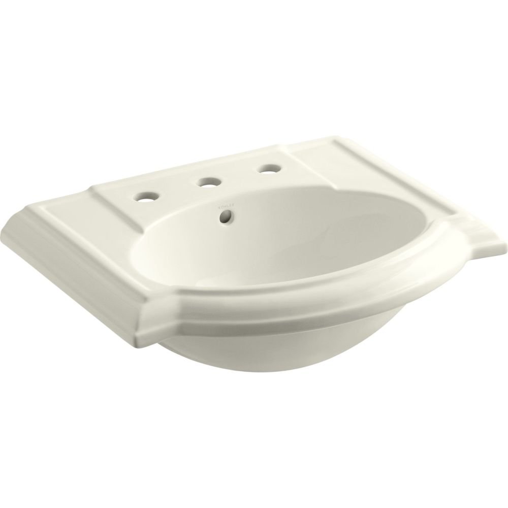 Kohler K-2287-8-96 Pedestal Bathroom Sink Bowl in Biscuit Color - Perfect for Modern & Traditional Bathroom Vanities, Powder Rooms & Guest Baths