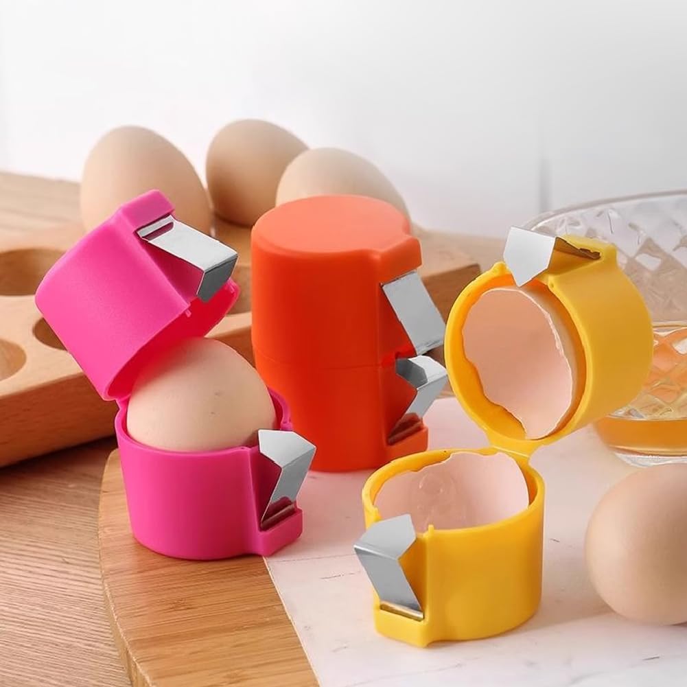 3pcs Stainless Steel Egg Shell Opener - Easy Hard Boiled & Raw Egg Peeler Tool, Egg Cracker & Slicer for Kitchen Baking Gadgets | Perfect for Breakfast Meal Prep, Salad Topping & Cooking Accessories