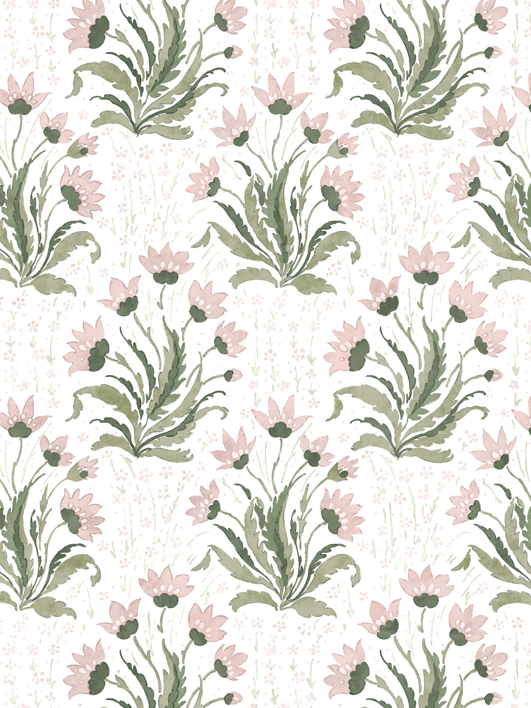 Nathan Turner Hillhouse Floral Multi Wallpaper - Pink & Green Botanical Design for Living Room, Bedroom & Nursery Decor
