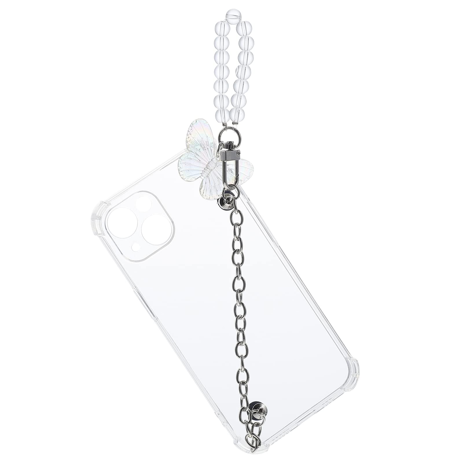 iFundoM Butterfly Beaded Chain Phone Case - Stylish & Protective Cover Compatible with iPhone 13 - Perfect for Parties, Gifts & Everyday Fashion Accessory