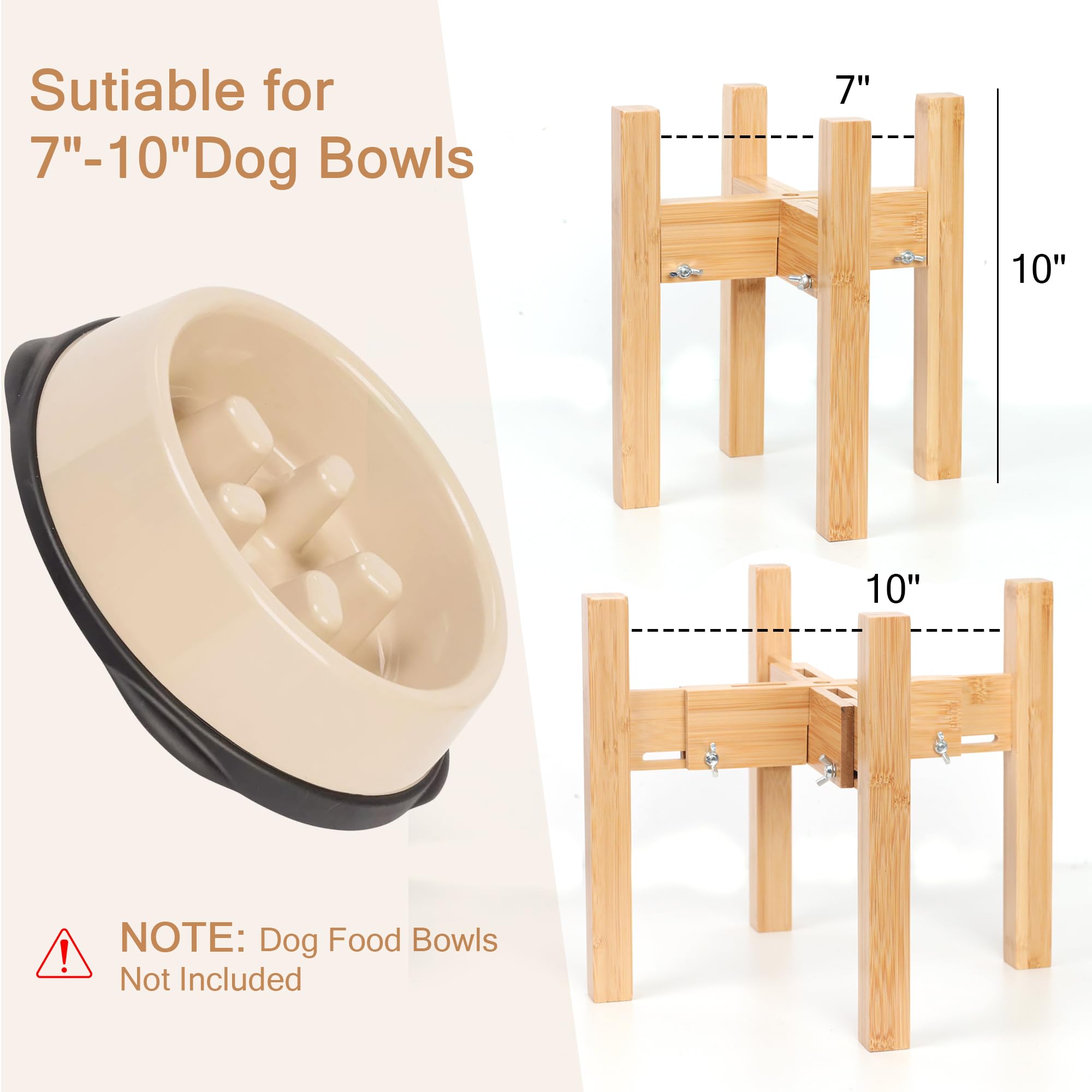 Adjustable Elevated Dog Bowl Stand for Medium Dogs - 10