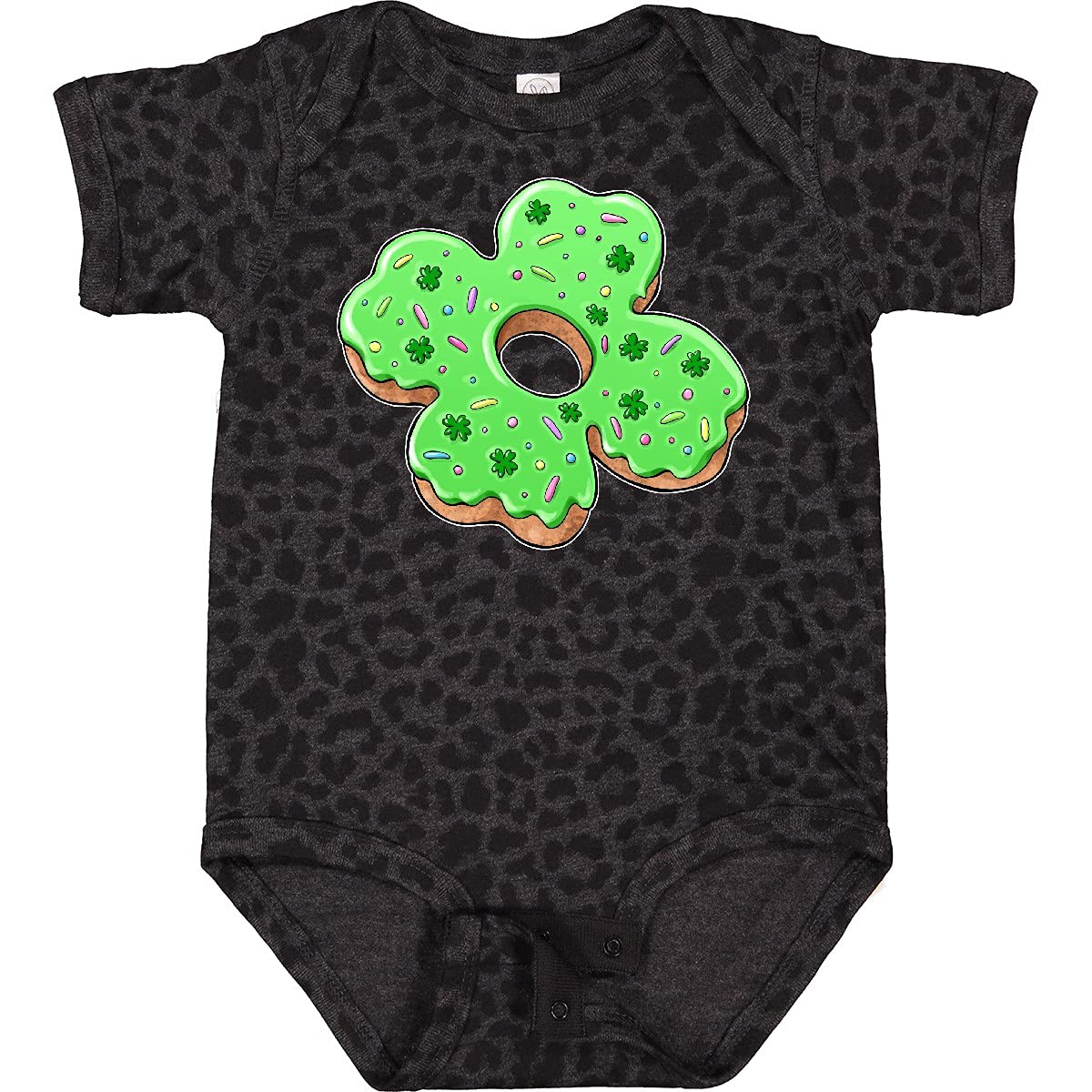 Inktastic St. Patrick's Day 4 Leaf Clover Donut with Sprinkles Baby Bodysuit - Cute Irish-Themed Outfit for Infants & Toddlers | Perfect for St. Paddy's Day Celebrations, Photo Shoots & Family Gatherings