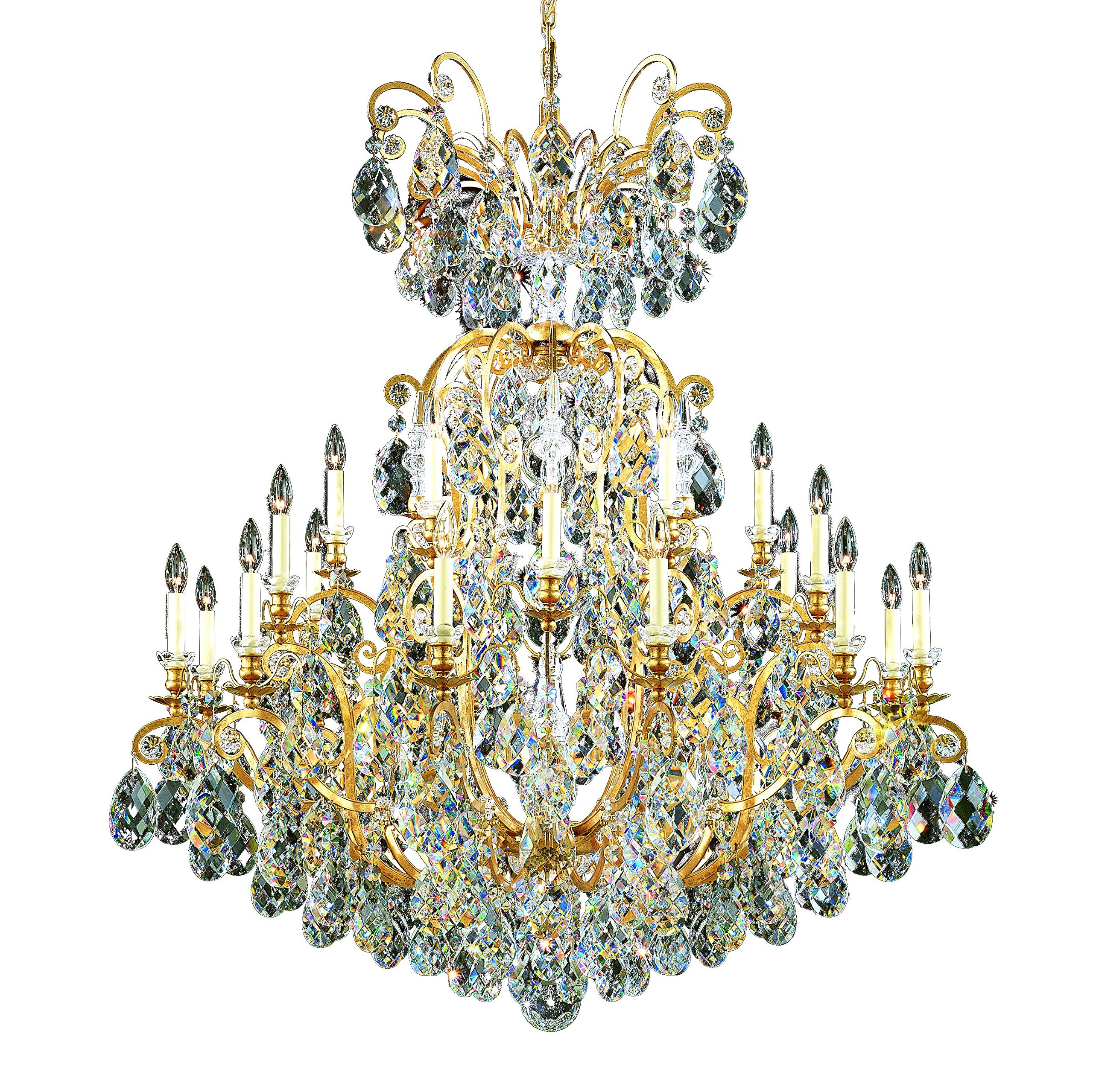 Swarovski Lighting Renaissance Chandelier 3774-22 - Heirloom Gold Crystal Ceiling Light Fixture for Dining Room, Foyer & Luxury Home Decor