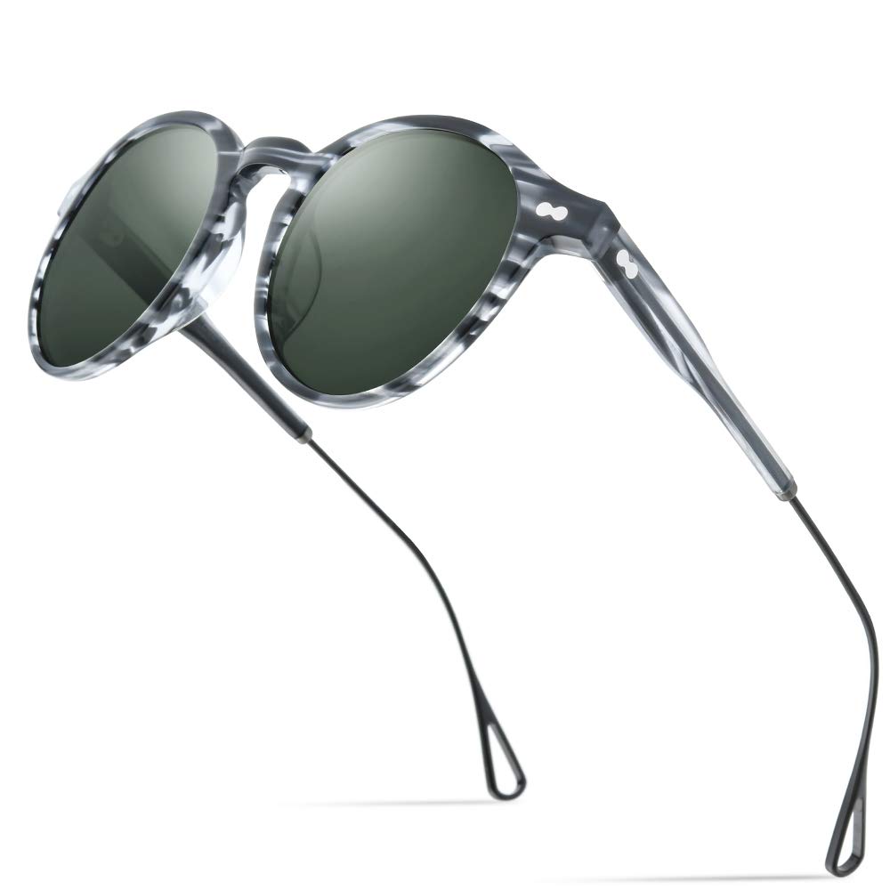Polarized Sunglasses for Men & Women - UV400 Protection, Round Acetate Frame - Perfect for Driving, Running & Outdoor Activities