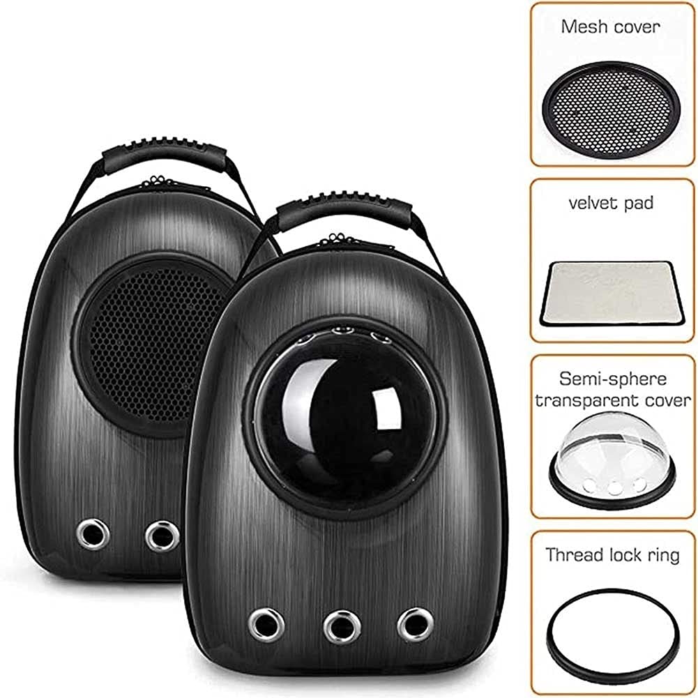 Waterproof Transparent Bubble Backpack for Dogs & Cats - Portable Pet Carrier with Breathable Space for Outdoor Travel, Walking, Hiking & Shopping - Black