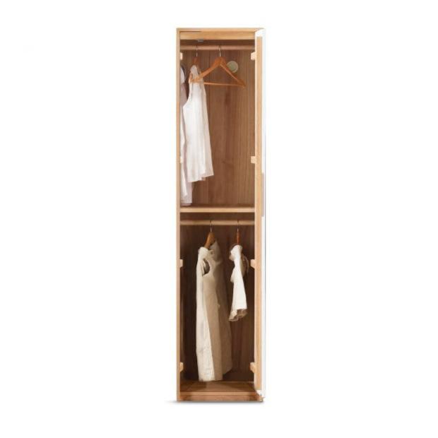 Solid Oak Wood Wardrobe & Floor Cabinet Set - Durable Storage for Bedroom, Closet, and Living Room Organization