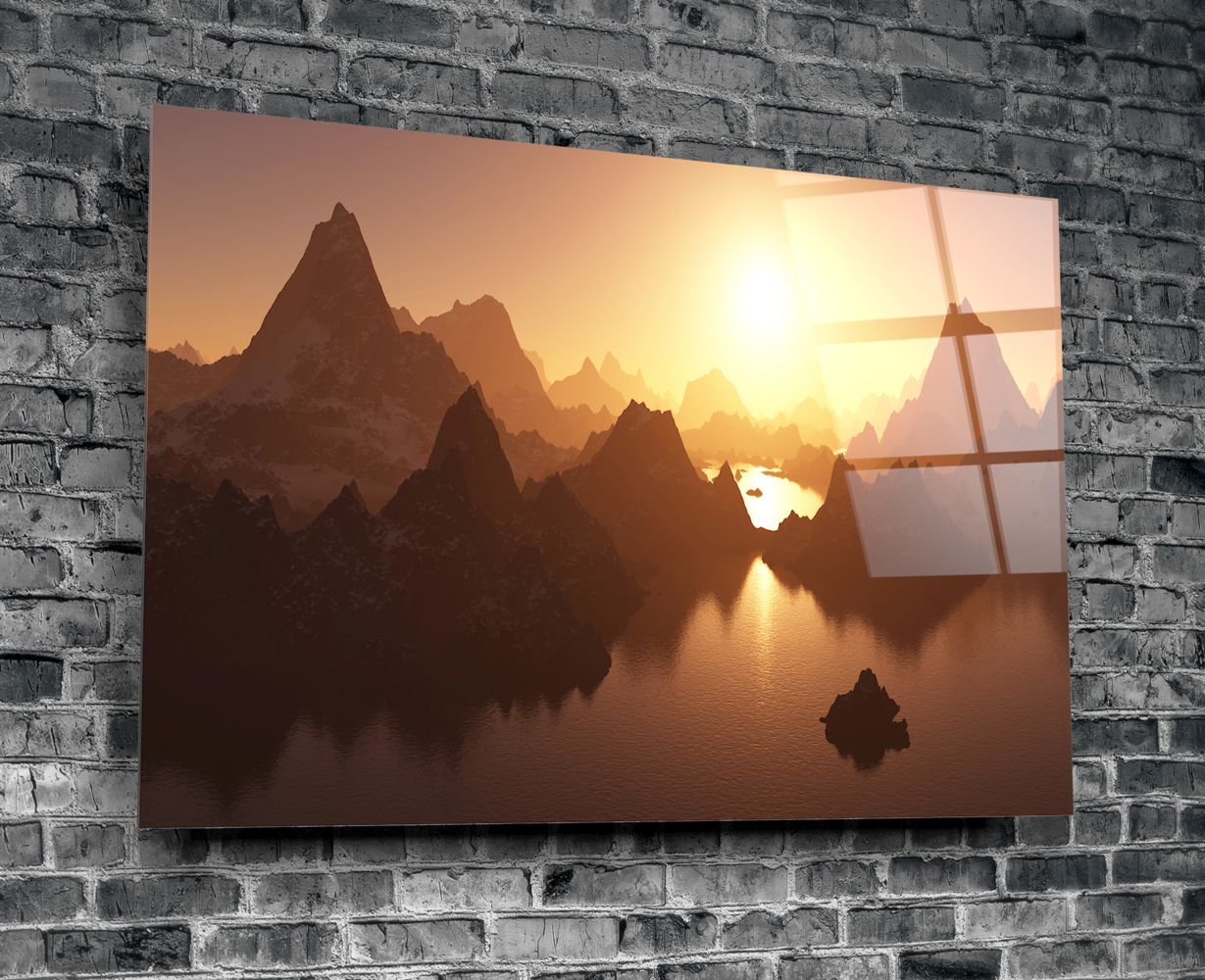 Stunning Sunset Over Mountains Wall Art - Perfect for Living Room, Bedroom & Office Decor