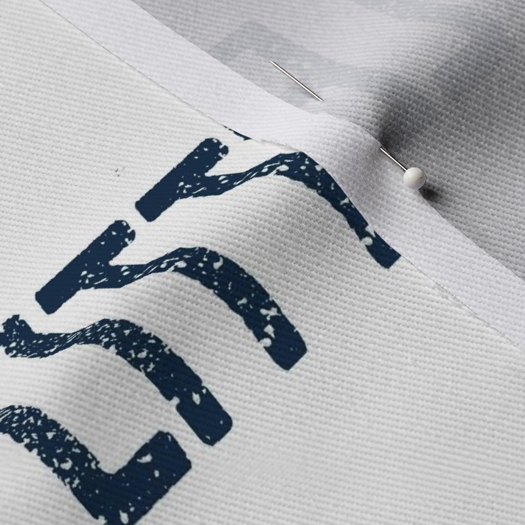 Little Man Navy White Nursery Typography Printed Denim Fabric by The Yard - Bottomweight Cotton Fabric for Apparel, Home Decor & Upholstery - Perfect for Baby Clothes, Curtains & DIY Craft Projects