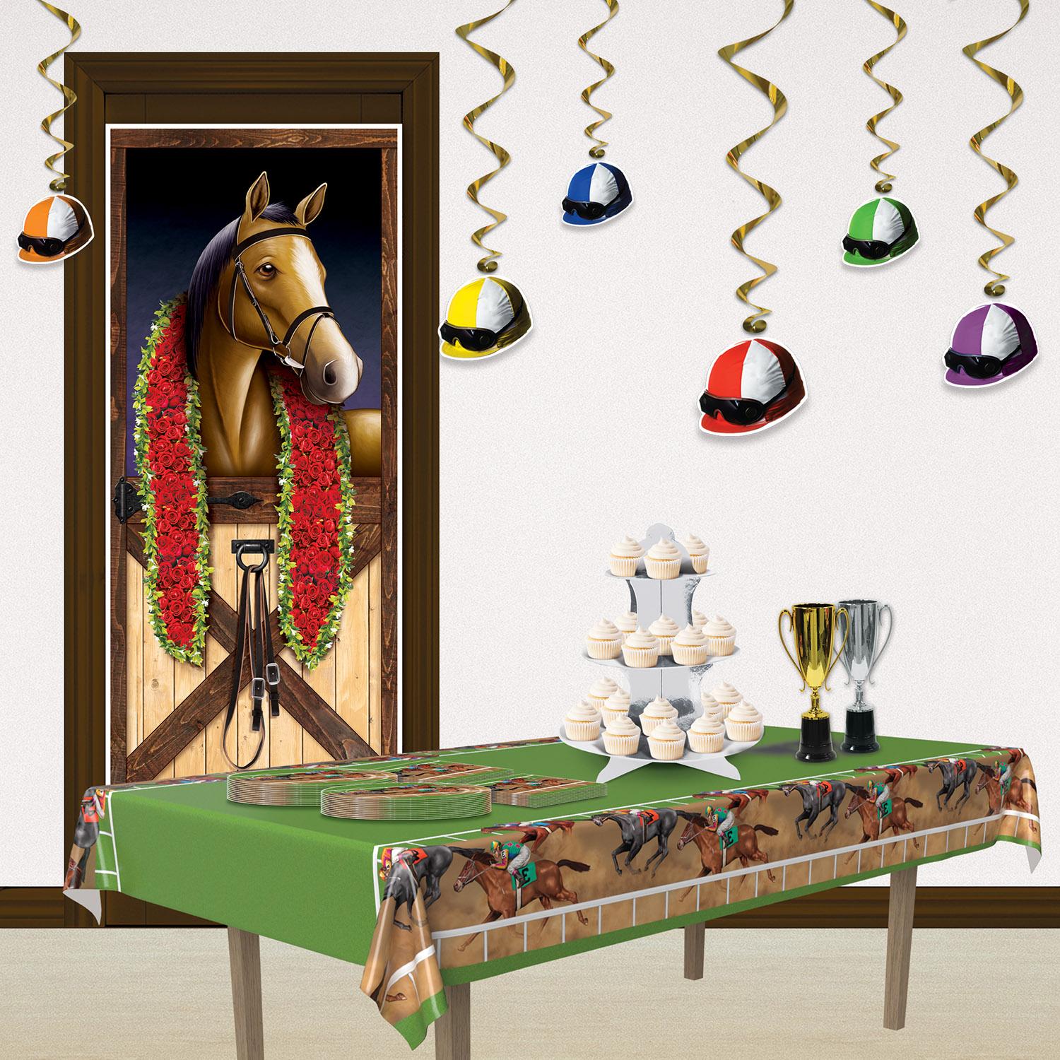12 Pack Beistle Horse Racing Party Table Covers - Waterproof & Disposable for Birthday, Derby, Kentucky Theme Decorations & Events