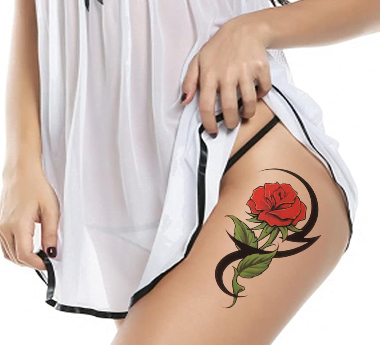 3D Temporary Tattoo Stickers for Men & Women - Waterproof Fake Tattoos with Flowers, Butterflies, Stars & Angel Designs (19x9cm) - Perfect for Parties, Halloween, Cosplay & Body Art