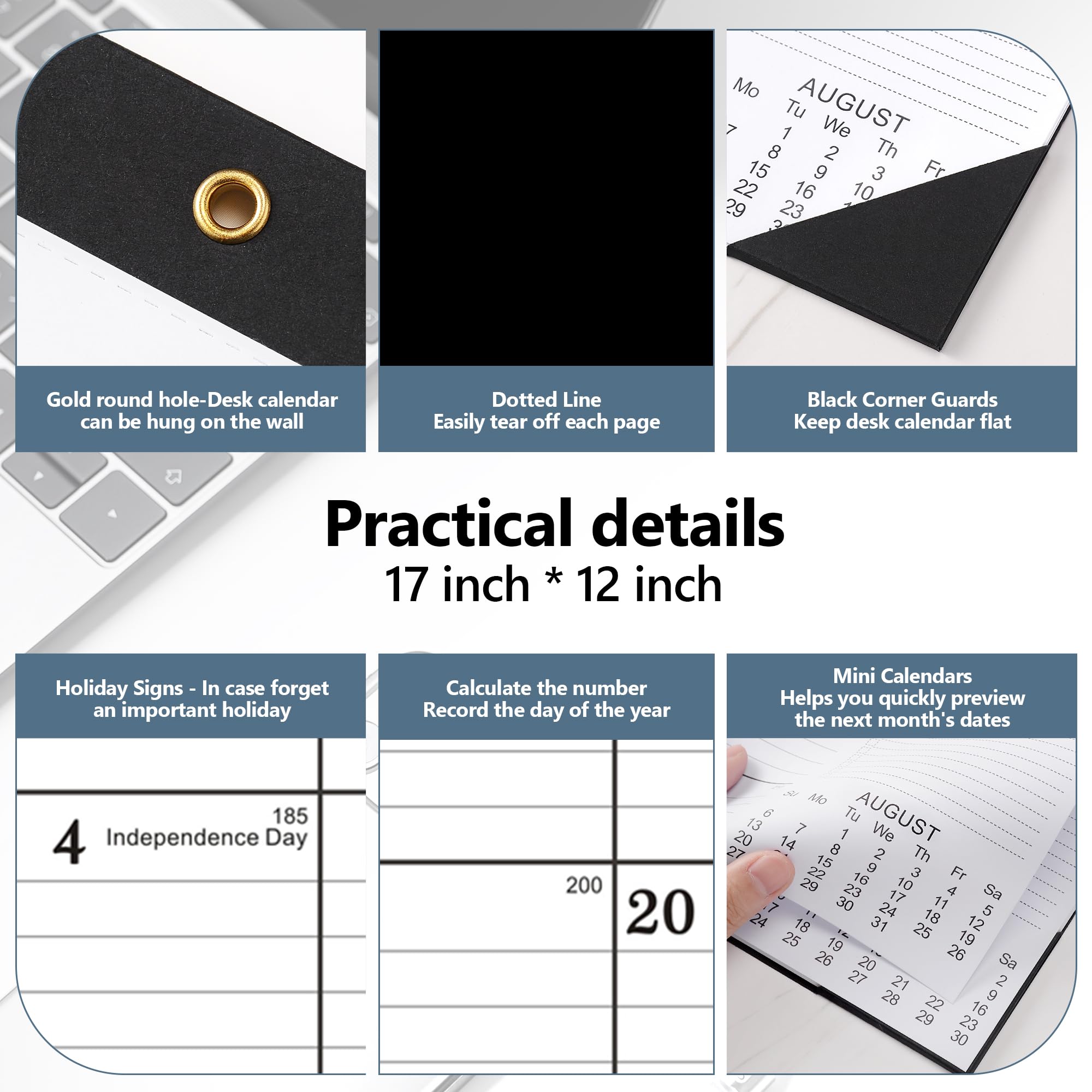 2024-2025 Desk Calendar - 18 Month Planner from July 2024 to December 2025 | 12x17 Inch Large Format with Perforated Pages | Perfect for Classroom, Office & Family Planning (2-Pack)