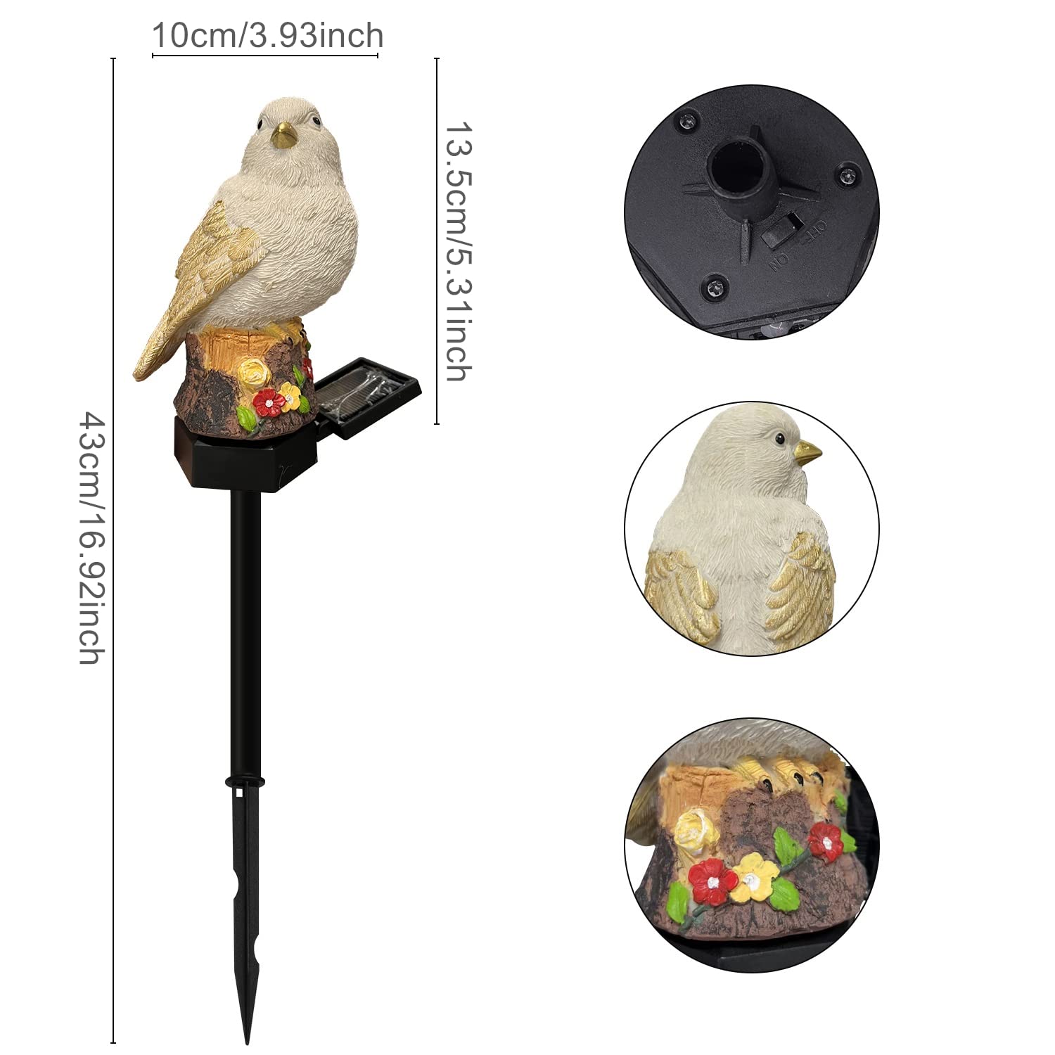 Solar Garden Lights Outdoor - Waterproof LED Bird Lights for Yard, Patio, Pathway & Landscape Decoration | Energy Saving Night Lighting for Garden, Lawn & Backyard Decor