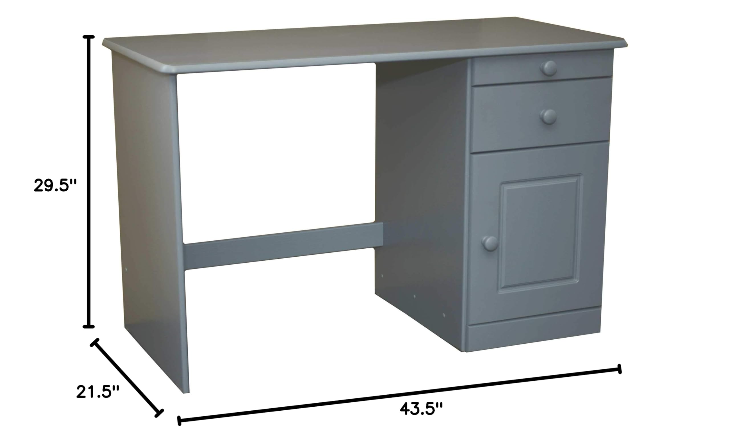 Henry Solid Wood Soft Close Drawers Desk - Gray Office Writing Table with Smooth Gliding Drawers | Perfect for Home Office, Study Room & Workspace Organization
