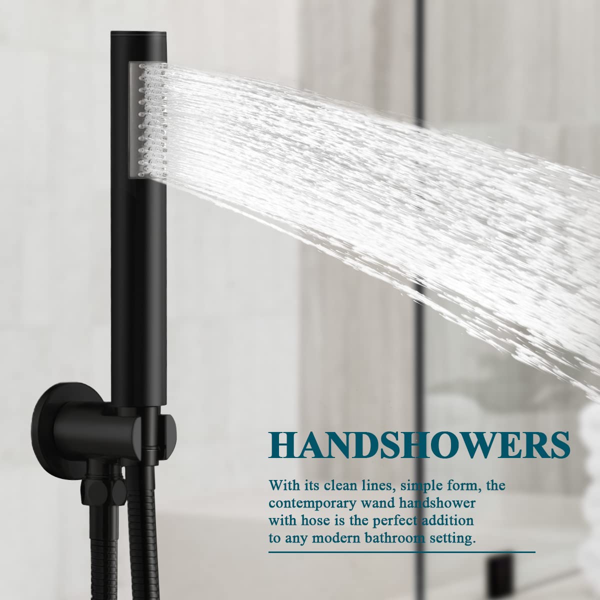 KPAIDA Black Shower Faucet Set - 12 Inch Rainfall Shower Head with Handheld Sprayer and Valve Mixer - Modern Bathroom Shower System for Spa-Like Experience - Perfect for Master Bath, Guest Bathroom and Luxury Hotel Renovations