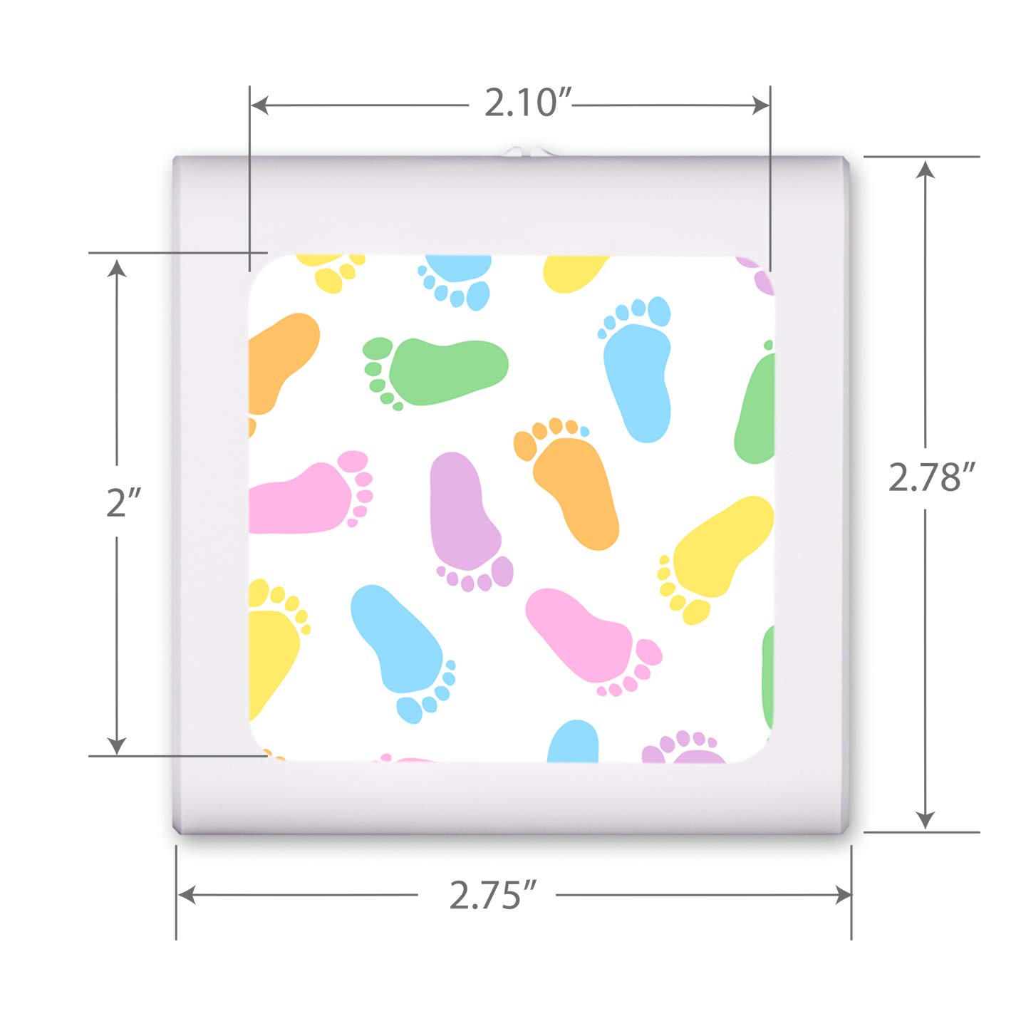 Dimmable LED Night Light with Auto On/Off Sensor - Adjustable Brightness Warm White Nightlight for Bathroom, Hallway, Nursery & Bedroom - Colorful Footprint Design - Perfect for Kids' Rooms, Stair Safety & Nighttime Bathroom Visits