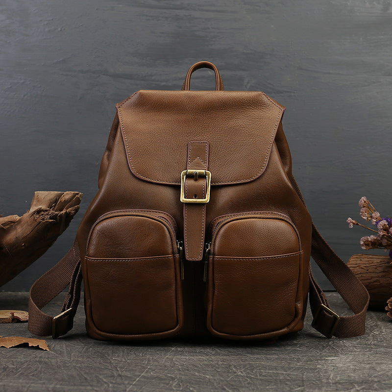 Genuine Leather Large Capacity Women's Backpack - Stylish & Durable Travel Bag for Work, College & Everyday Use