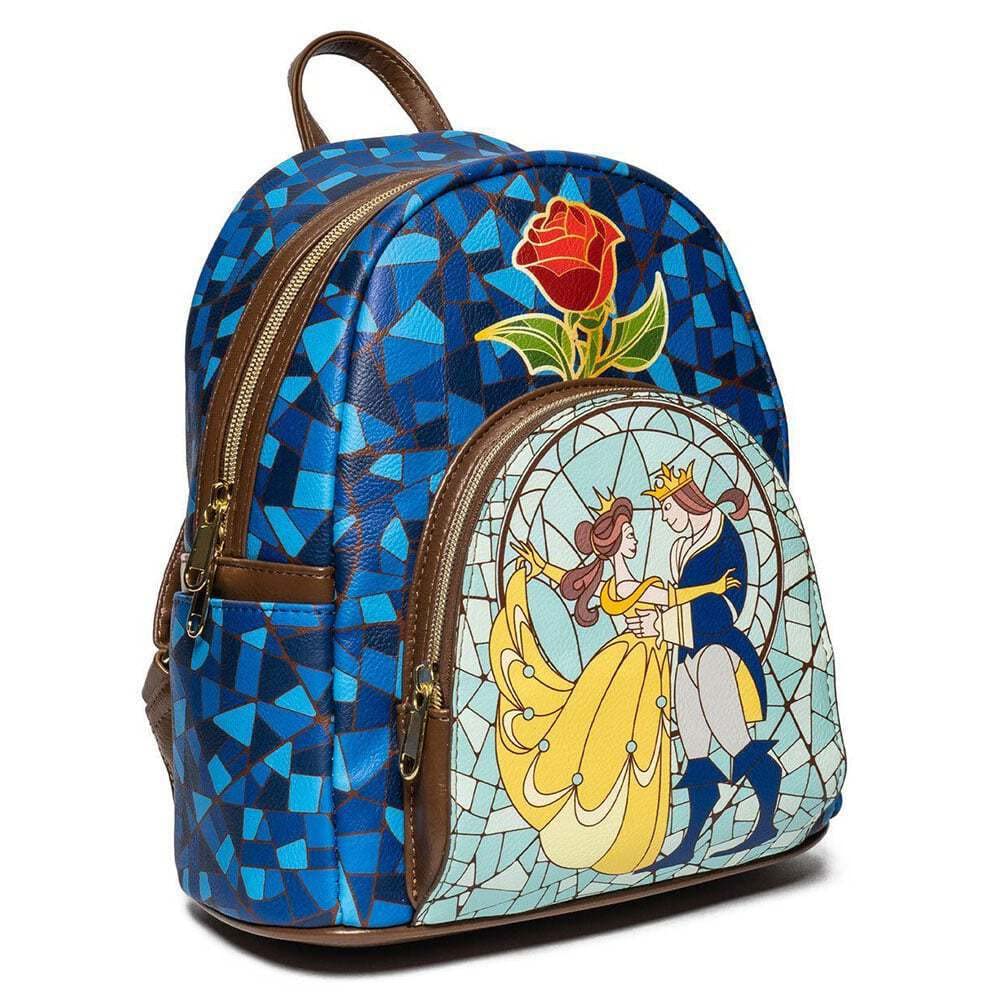 Disney Beauty and the Beast Stained Glass Mini Backpack - Official Entertainment Earth Exclusive Collectible for Cosplay, Conventions & Disney Fans