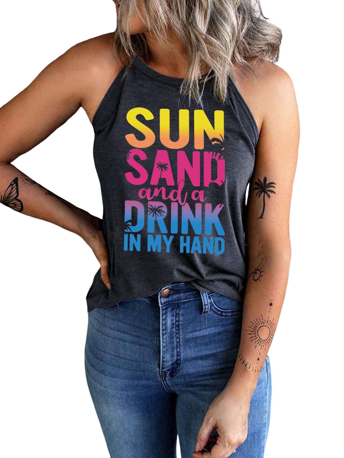 IRISGOD Women's High Neck Tank Tops - Summer Graphic Halter Sleeveless Tee Shirts for Rocker Style | Casual Wear, Music Festivals & Street Fashion