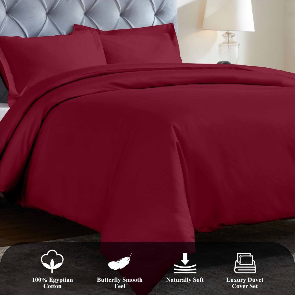 Luxury 1200 Thread Count Egyptian Cotton Duvet Cover Set - King Size, Soft Breathable Bedding for Hotel & Home Use