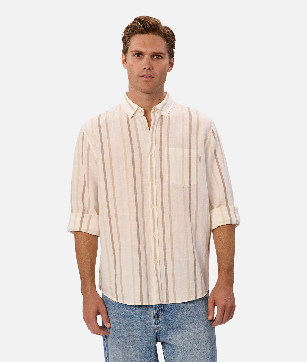 Laguna Long Sleeve Linen Shirt for Men - Light Blue Casual Button Down Shirt | Breathable Summer Shirt for Beach, Office & Outdoor Activities