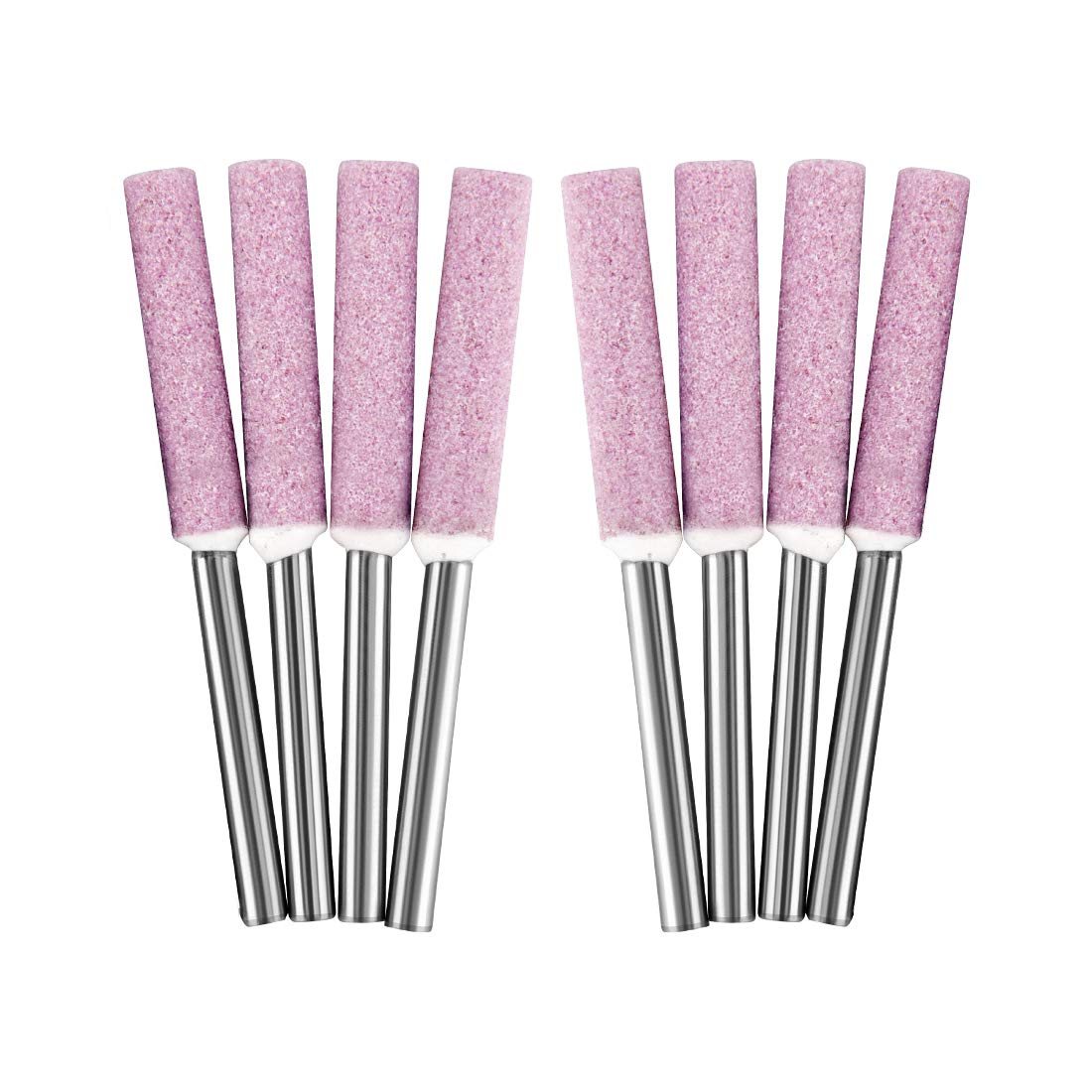 OIIKI 8 Pack 3/16 Inch (4.8mm) Pink Chainsaw Sharpener Burr Grinding Stone Files - Perfect for Chainsaw Maintenance, Woodworking & DIY Projects