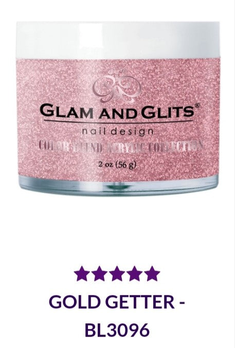 GLAM AND GLITS COLOR BLEND COLLECTION VOL.2 BL3096 - 2 oz Gold Glitter Nail Polish for Professional Salon & DIY Manicure