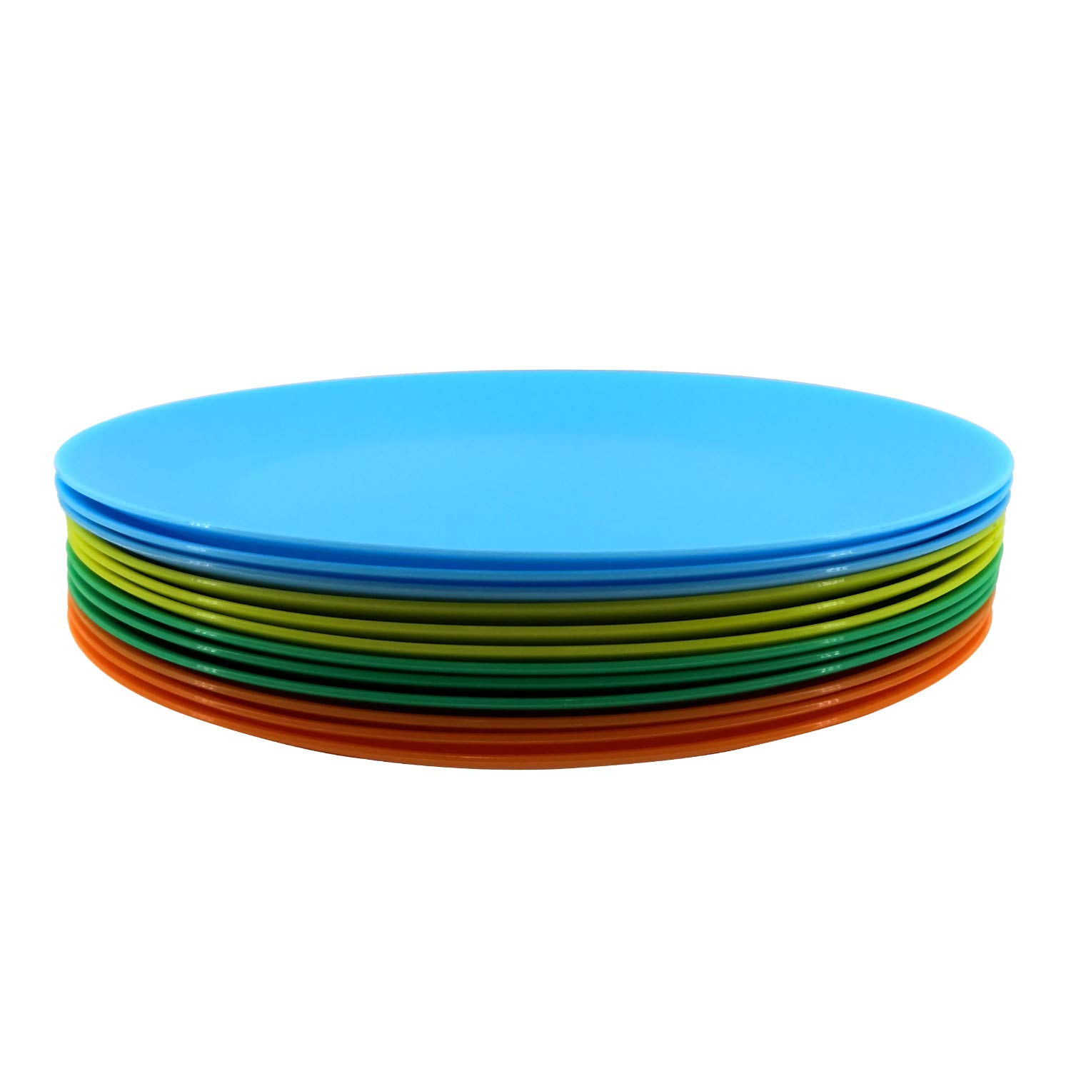 AOYITE 12-Pack Reusable Plastic Plates - BPA Free, Dishwasher & Microwave Safe Dinnerware for BBQ, Picnic, Travel, Party & Outdoor Events - Colorful Durable Plates for Everyday Use & Special Occasions