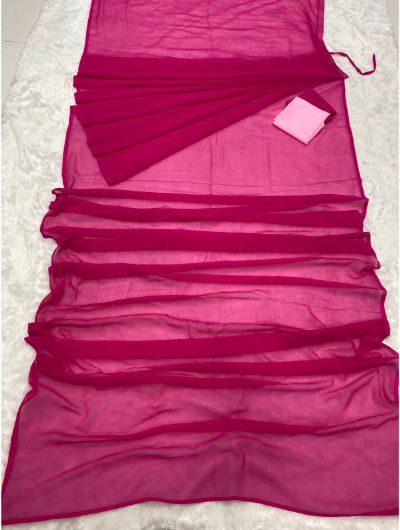 1 Minute Ready to Wear Pink Georgette Saree - Instant Elegance for Parties, Weddings & Festive Occasions | Next Day UK Delivery